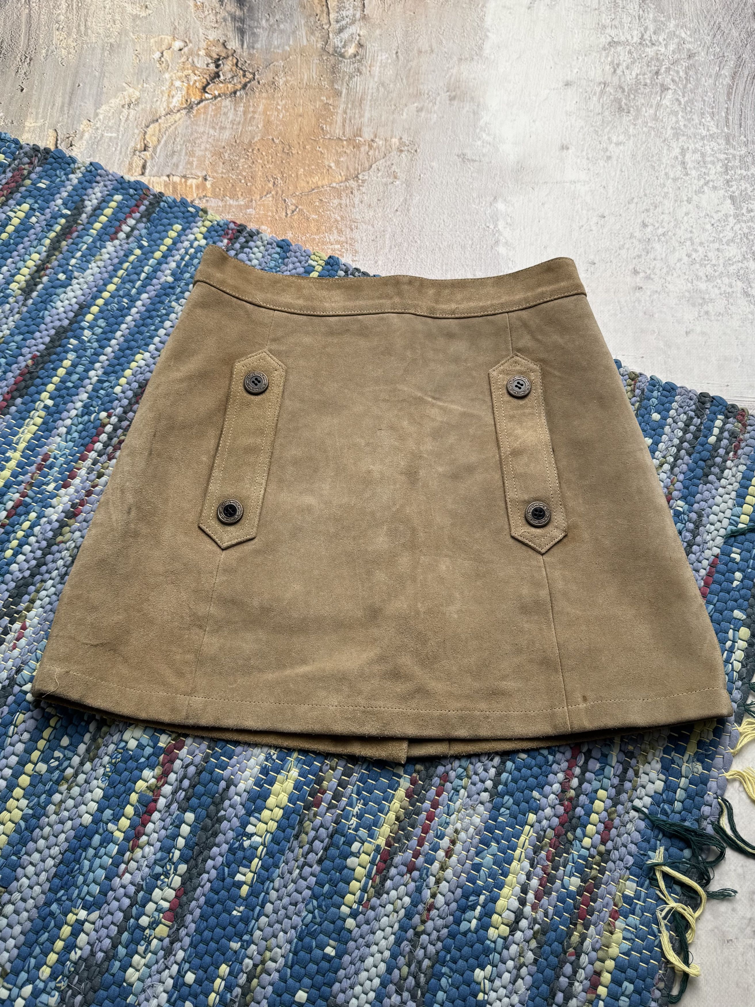 Vintage Vintage Leather Mini Skirt A8(V1)D15 Size 25" / US 0 / IT 36 - 1 Thumbnail