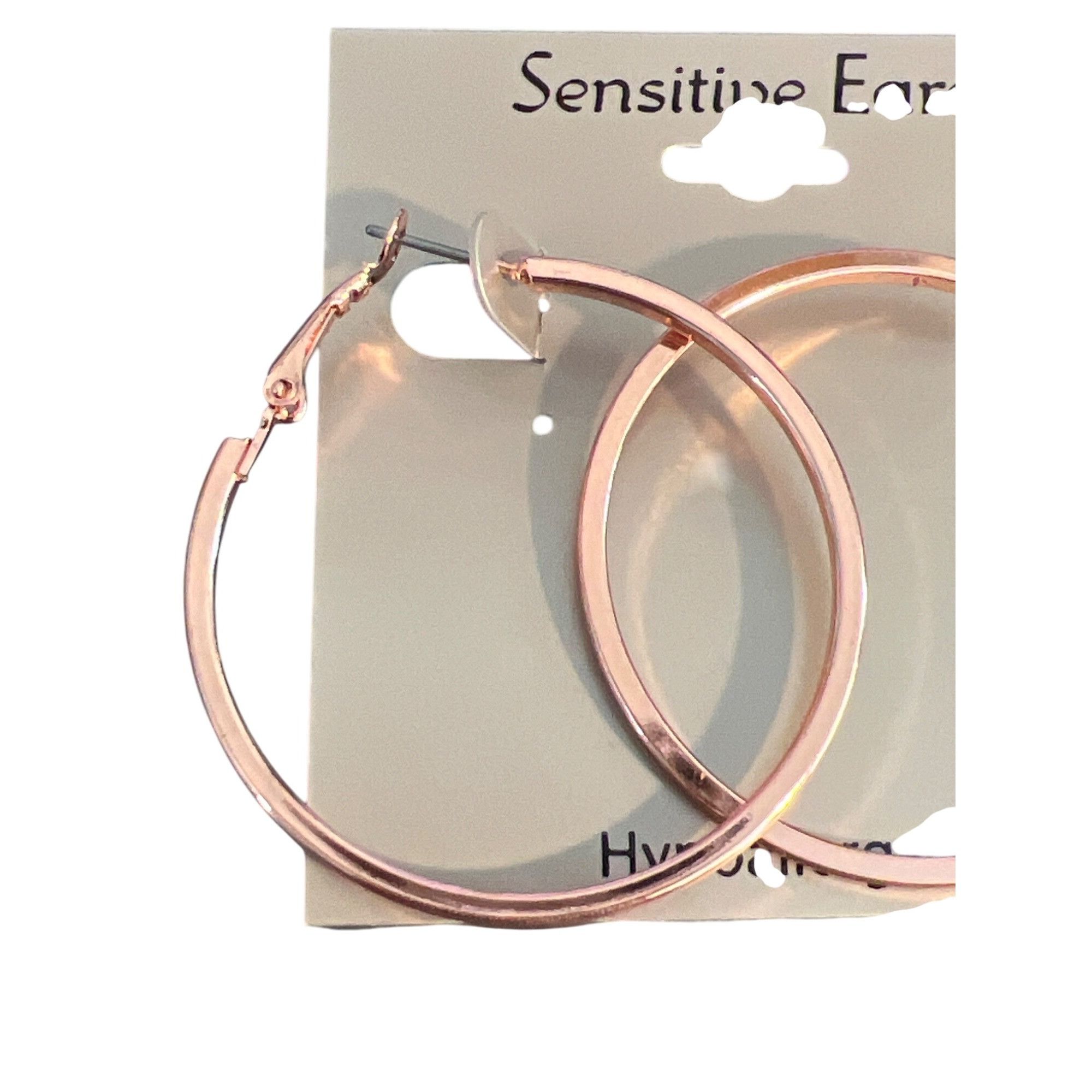 Other Rose Gold Tone Hoop Earrings Lever Back Sensitive Ears 1 7/8 Size ONE SIZE - 2 Thumbnail