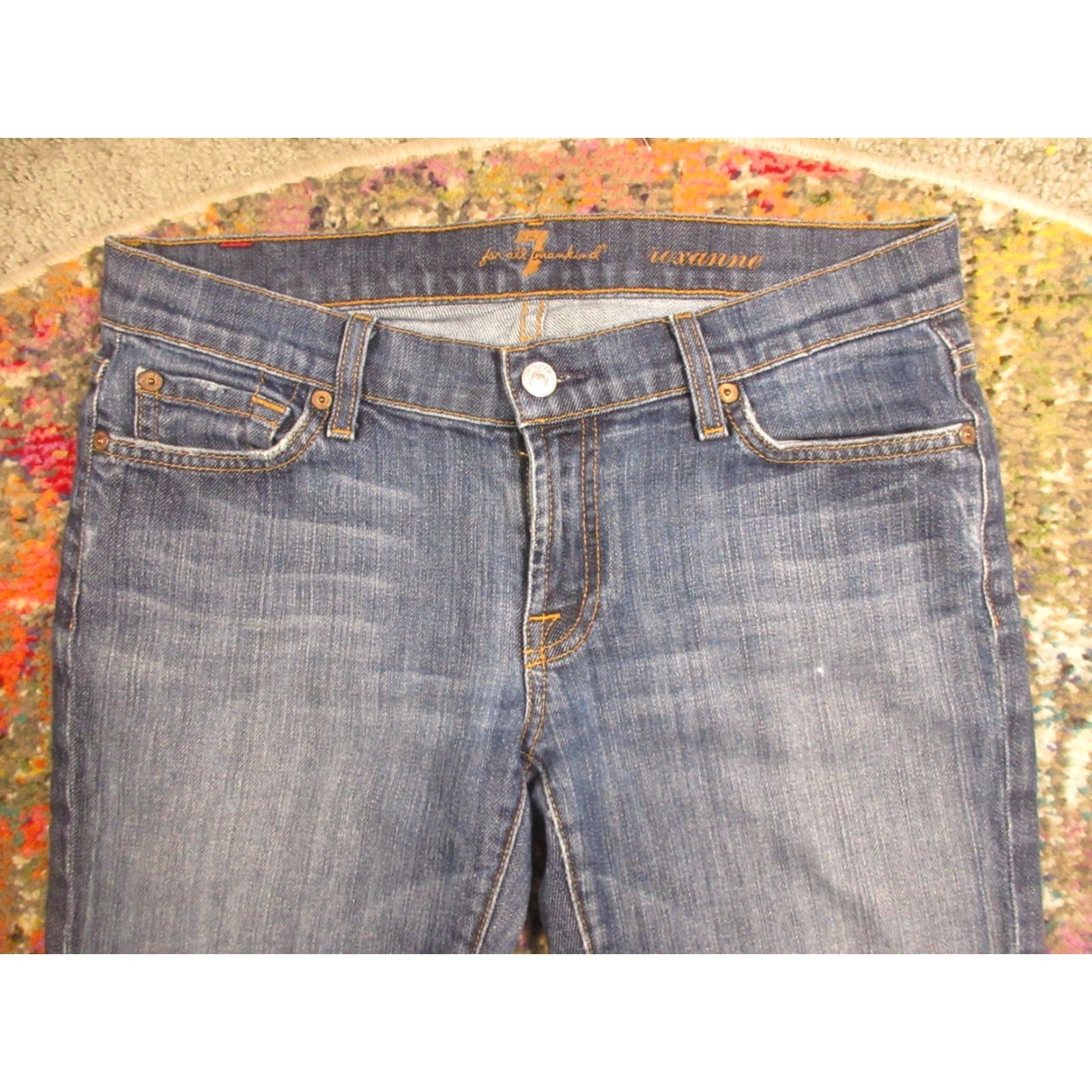 7 For All Mankind VINTAGE 7 For All Mankind Jeans Womens Slim Low Rise 27x29 Blue Roxanne Stretch Tapered 5-Pocket Denim Size 27" / US 4 / IT 40 - 5 Thumbnail