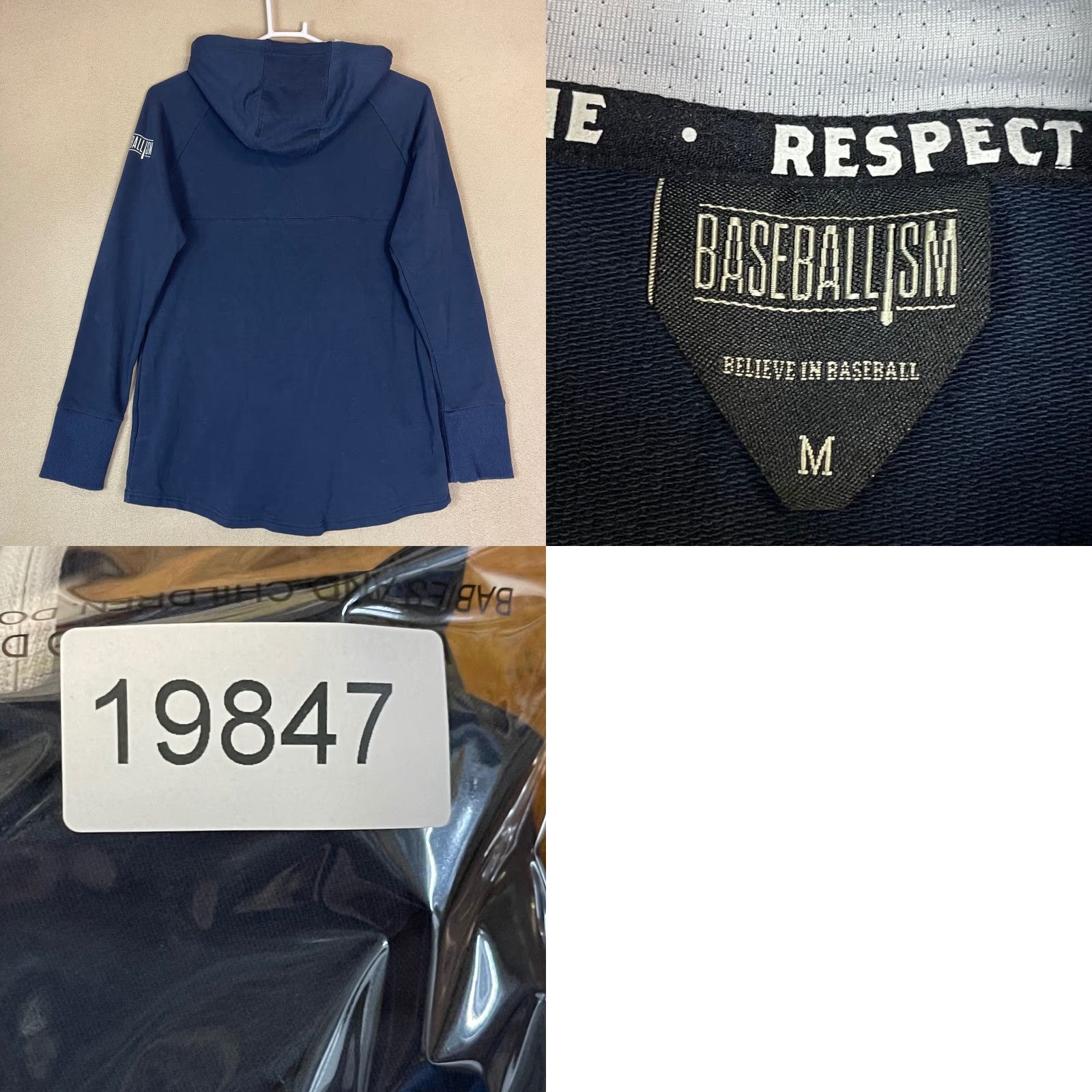 Vintage Baseballism Navy Blue Half Zip Hooded Sweatshirt Women's M Baseball Heart Logo Size M / US 6-8 / IT 42-44 - 8 Thumbnail