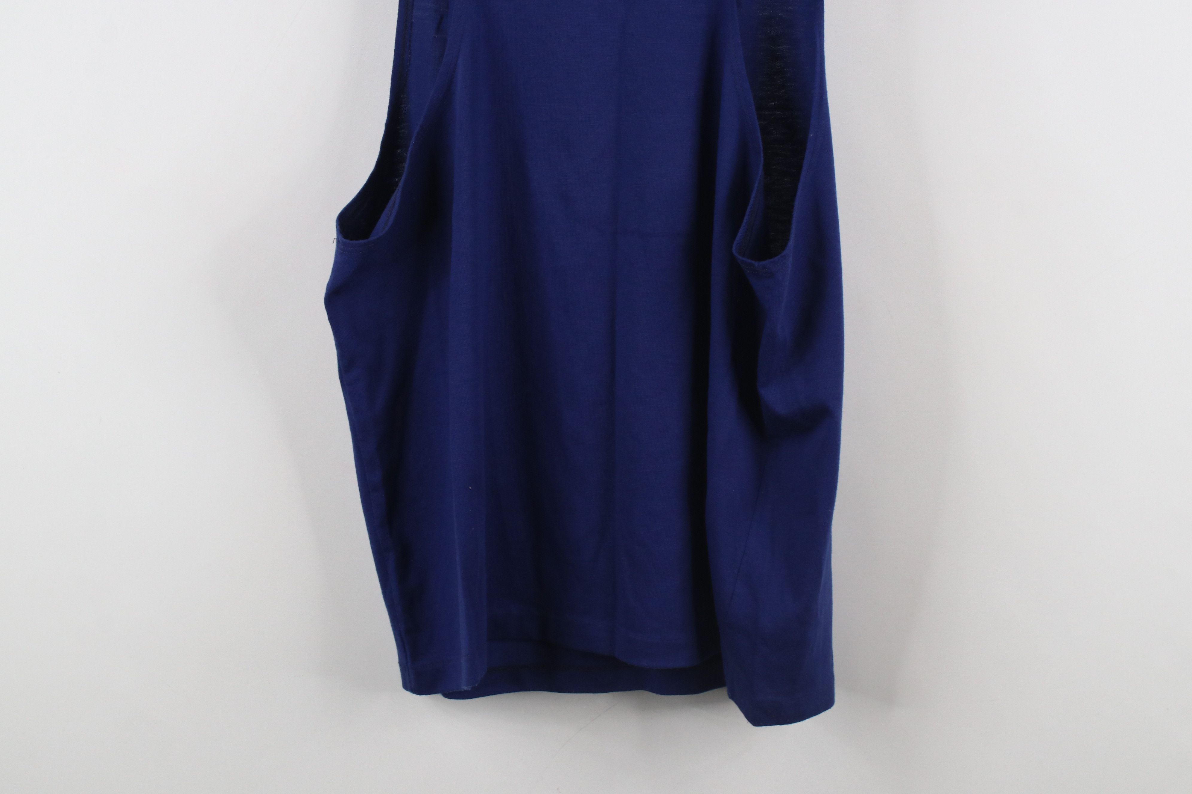 Vintage Vintage 90s Streetwear Faded Blank Tank Top T-Shirt Blue USA Size L / US 10 / IT 46 - 9 Thumbnail