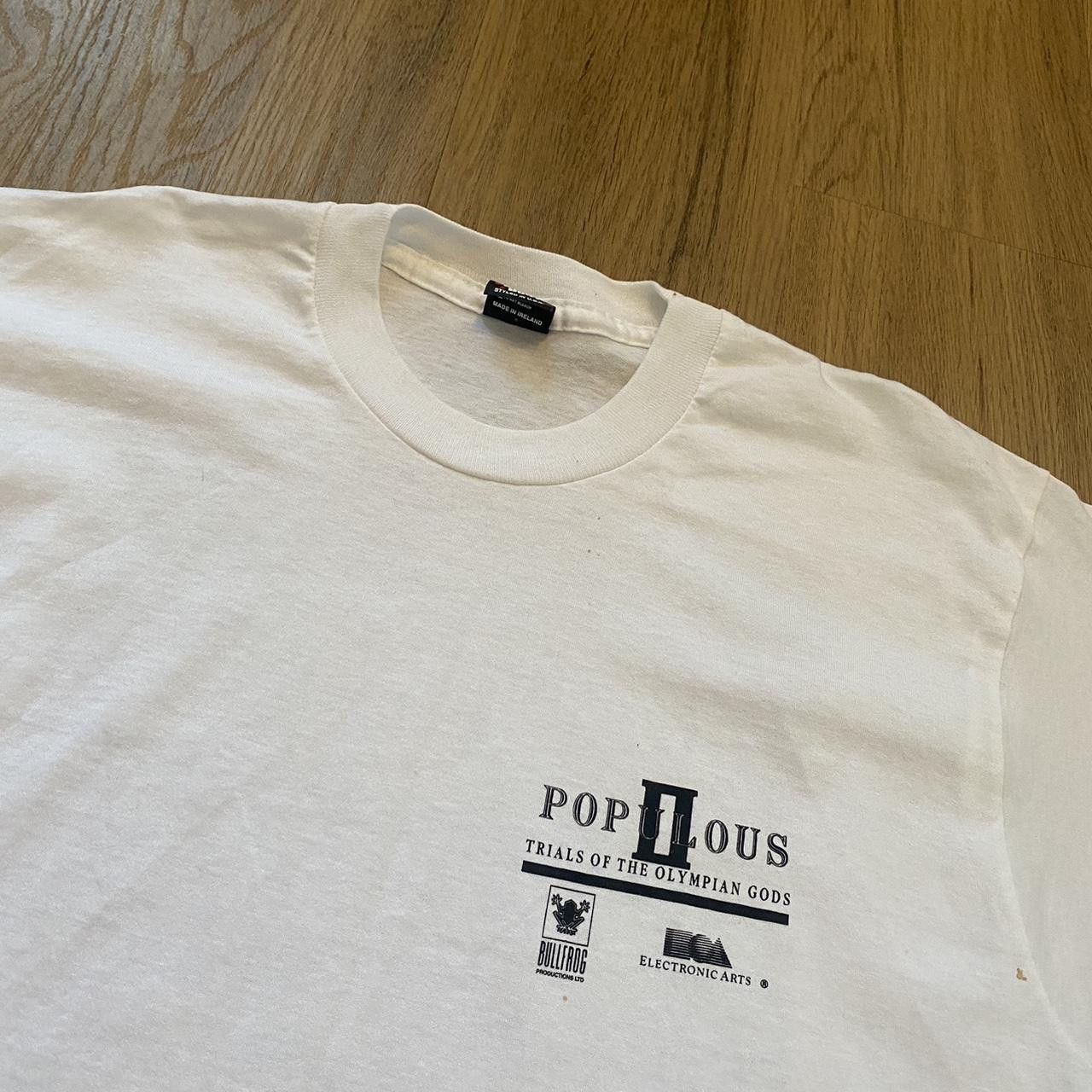 Populous II 1992 white & blue retro video game t-shirt