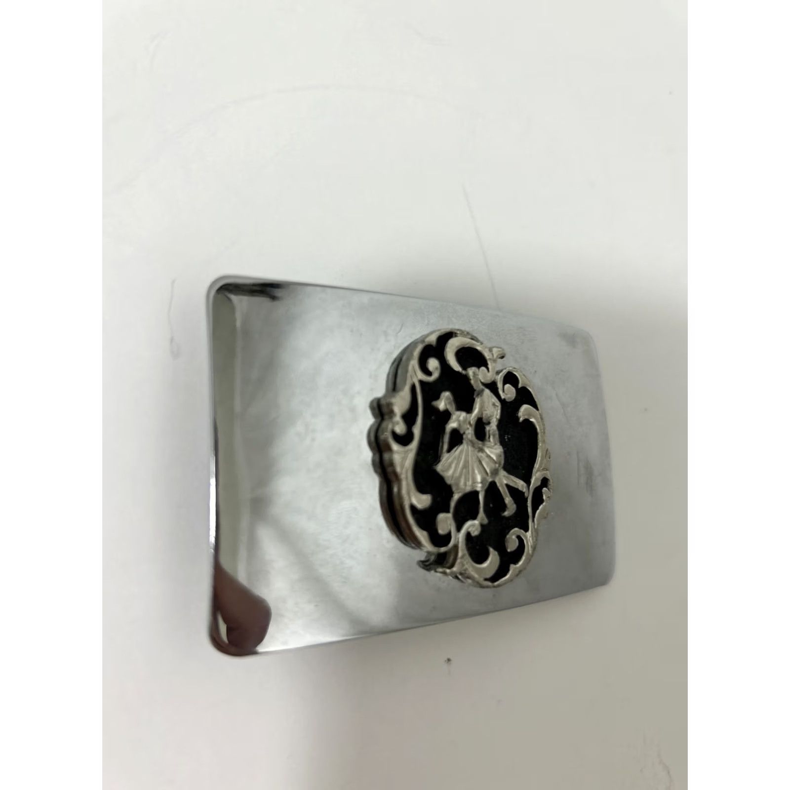Vintage VINTAGE Square Dancing Couple Chrome Belt Buckle 3x2” Unbranded Adult Unisex Silver Square Dancing 90s Theme Mens Womens Boys Girls Size ONE SIZE - 3 Thumbnail