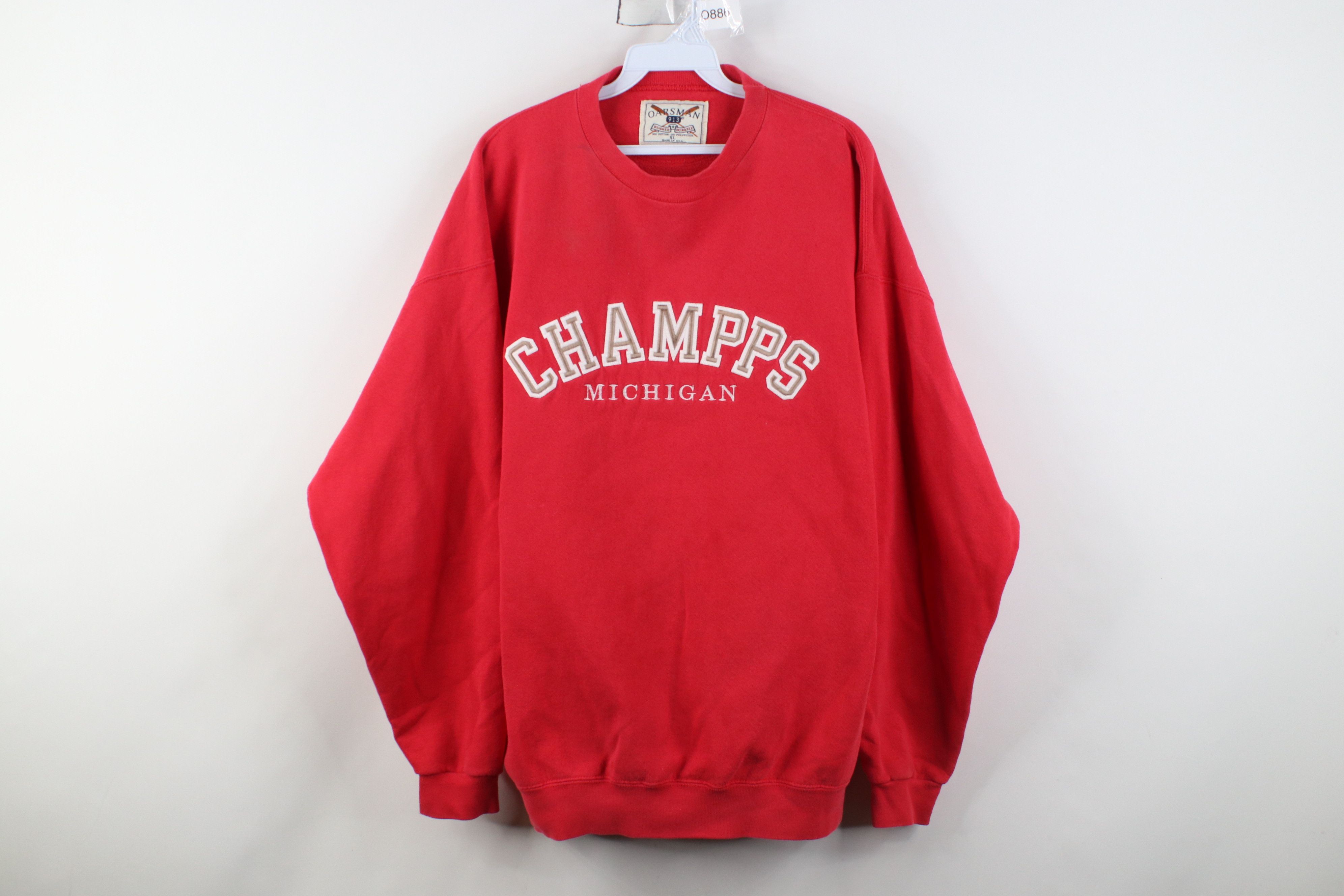 Vintage Vintage 90s Champps Michigan Crewneck Sweatshirt Red USA Size US XL / EU 56 / 4 - 1 Thumbnail