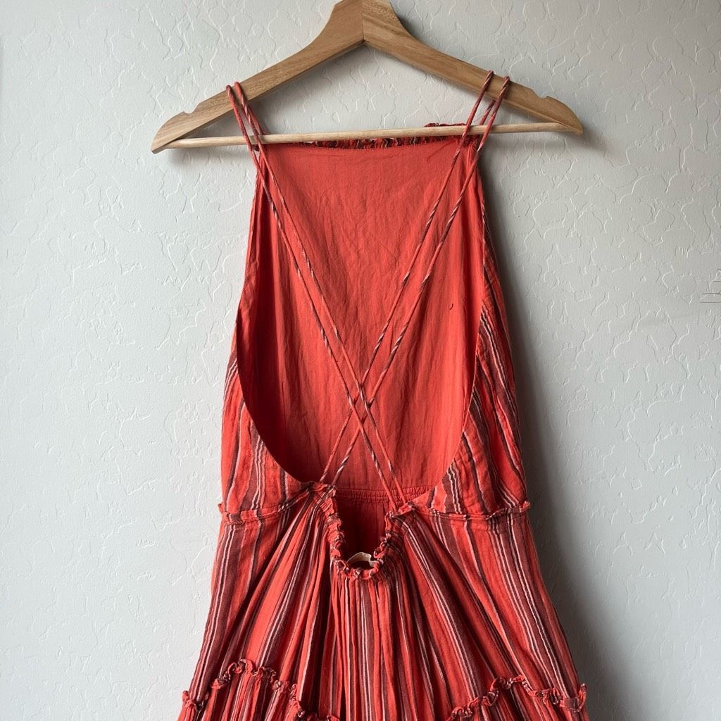 Ulla Johnson Ulla Johnson Dress Giulietta Red Striped Open Back Tiered Ma Size XL / US 12-14 / IT 48-50 - 6 Thumbnail