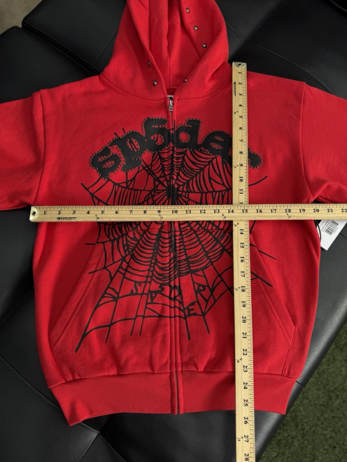Sp5der Sp5der Worldwide Red Zip Up Studded Hoodie Size Small (NEW) Size US S / EU 44-46 / 1 - 4 Thumbnail