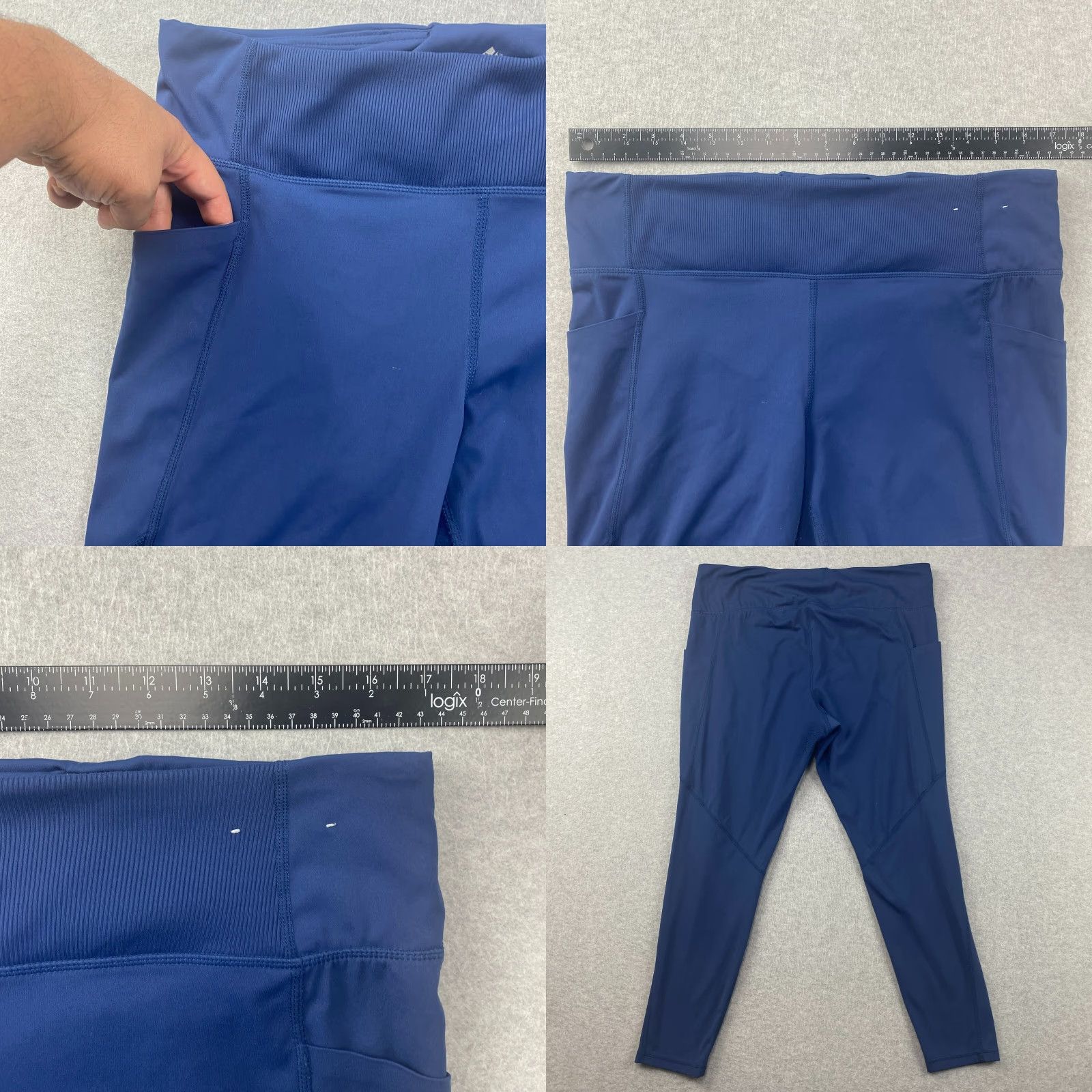 Vintage Members Mark Leggings Womens XL Blue 7/8 Pull On Stretch Nylon Active Pockets Size 40" / US 18 - 8 Thumbnail