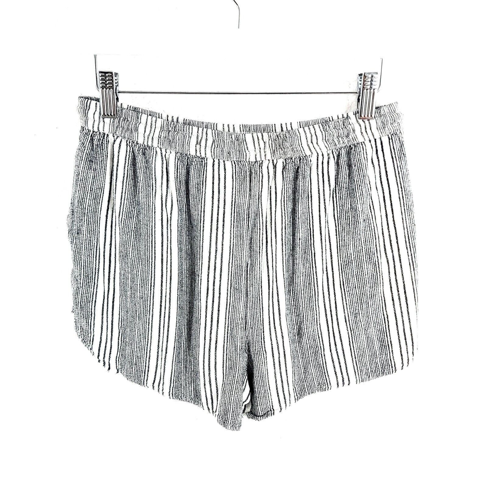 Hollister Hollister Medium Gray White Striped Draw String Hot Pants Sh Size 27" / US 4 / IT 40 - 2 Thumbnail