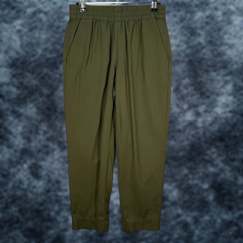 Everlane Womens Everlane Pants 0 Olive Green Elastic Waist Trousers Straight Leg Ankle Wool Cotton Regular Rise 26in Inseam 25in Womens Size 25" / US 0 / IT 36 - 1 Thumbnail