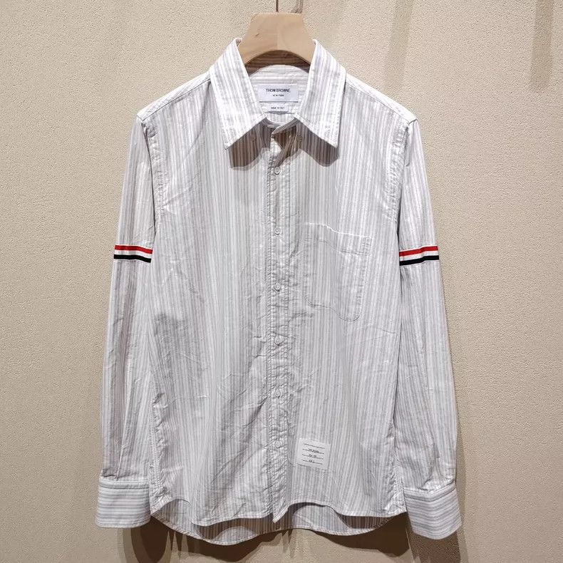 Thom Browne Thom Browne Striped Oxford Button-Up Shirt - dmc Size US M / EU 48-50 / 2 - 1 Thumbnail