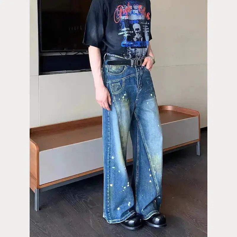 Japanese Brand Retro loose straight leg casual patchwork jeans Size US 32 / EU 48 - 6 Thumbnail