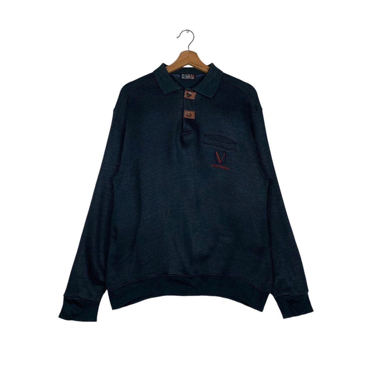 Japanese Brand MICHEL VALENTINO Single Pocket Polo Sweatshirt #1539-C69 Size US S / EU 44-46 / 1 - 1 Thumbnail