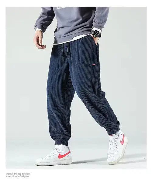 Japanese Brand Autumn Winter Corduroy Sweatpants Men Baggy Size US 33 - 1 Thumbnail
