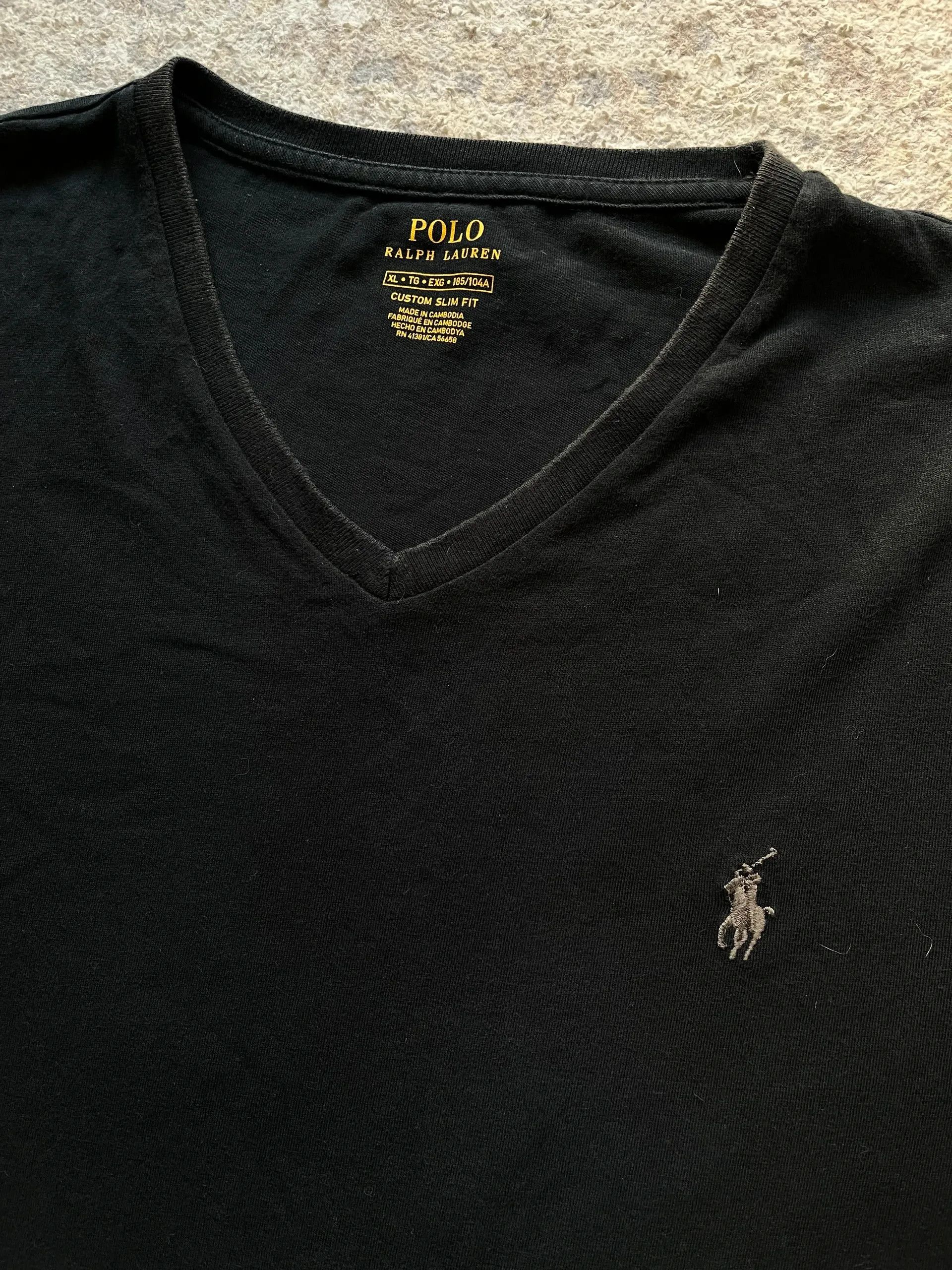 Polo Ralph Lauren Polo Ralph Lauren Sz XL Custom Slim Fit V-Neck Black T-Shirt Size US XL / EU 56 / 4 - 10 Thumbnail
