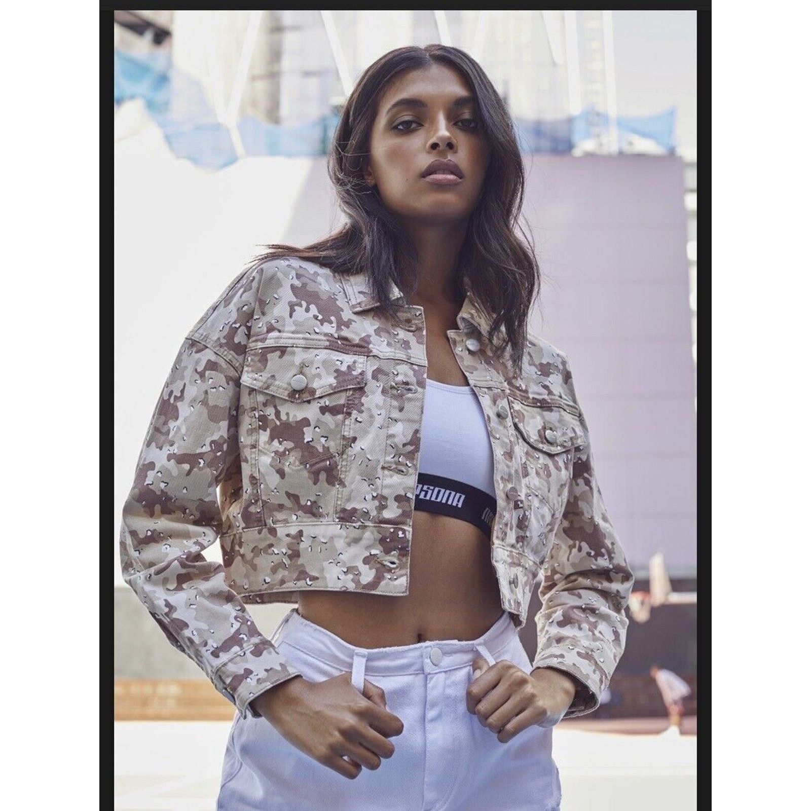 Vintage NXP Nana And Pasadena Denim Crop Camouflage Jacket Small Size S / US 4 / IT 40 - 2 Thumbnail