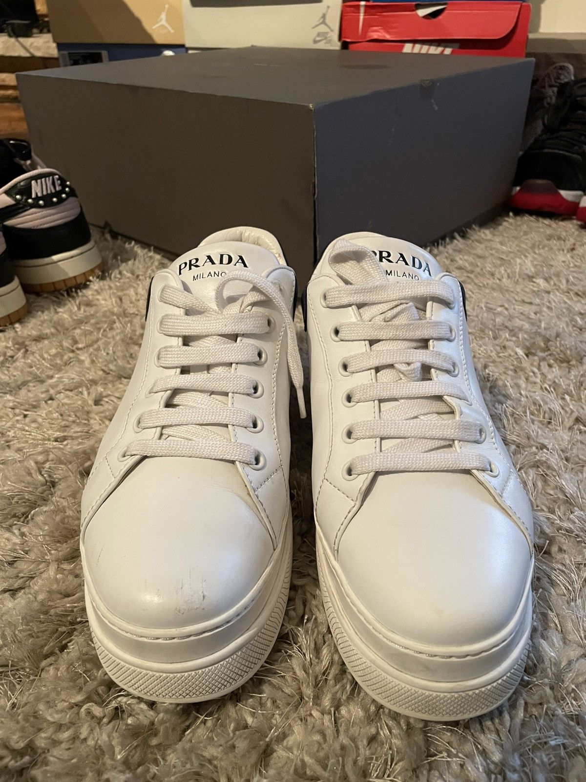 Prada Prada White Leather Platform Trainer Size US 8 / EU 41 - 4 Thumbnail