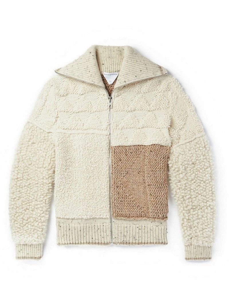 image of Bottega Veneta Patchwork Wool Zip-Up Cardigan, Men's (Size Small)