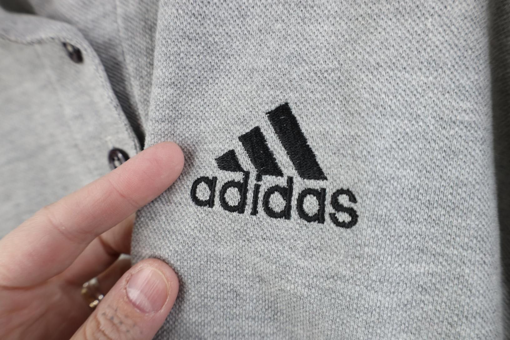Adidas Vintage 90s Adidas Spell Out Knit Golf Polo Shirt Gray USA Size M / US 6-8 / IT 42-44 - 5 Thumbnail