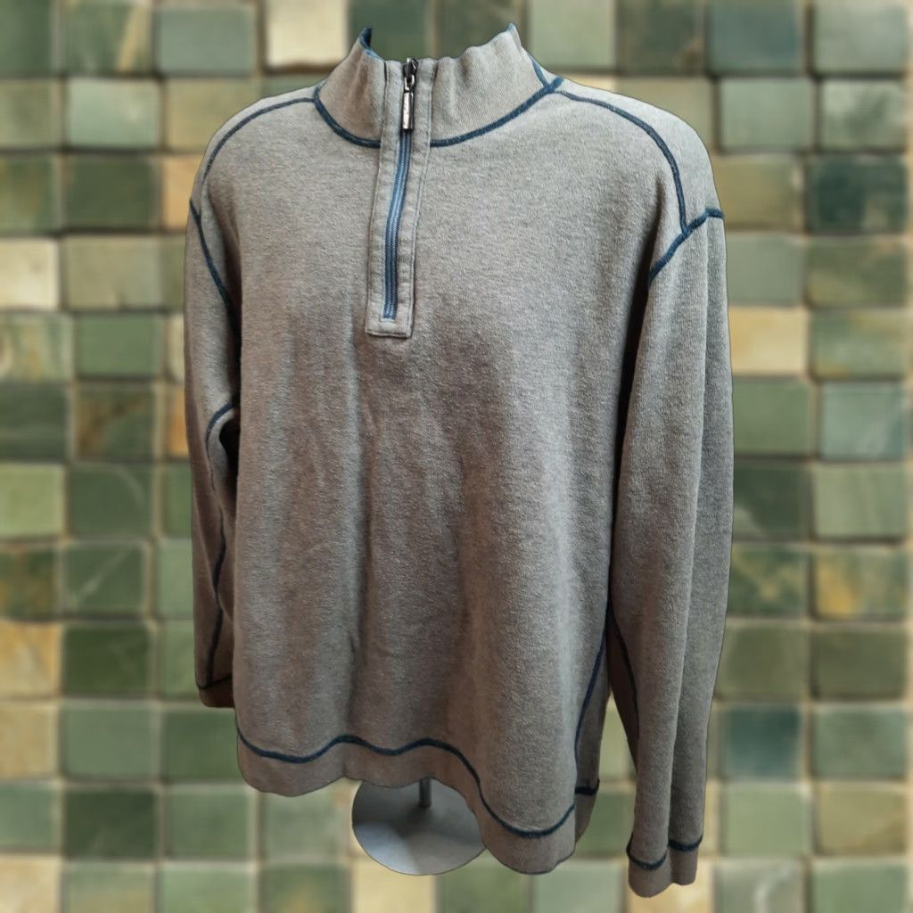 Tommy Bahama VINTAGE Tommy Bahama Reversible Quarter Zip Pullover Sweatshirt 2XL Cotton Blue Mens Size US XXL / EU 58 / 5 - 1 Thumbnail