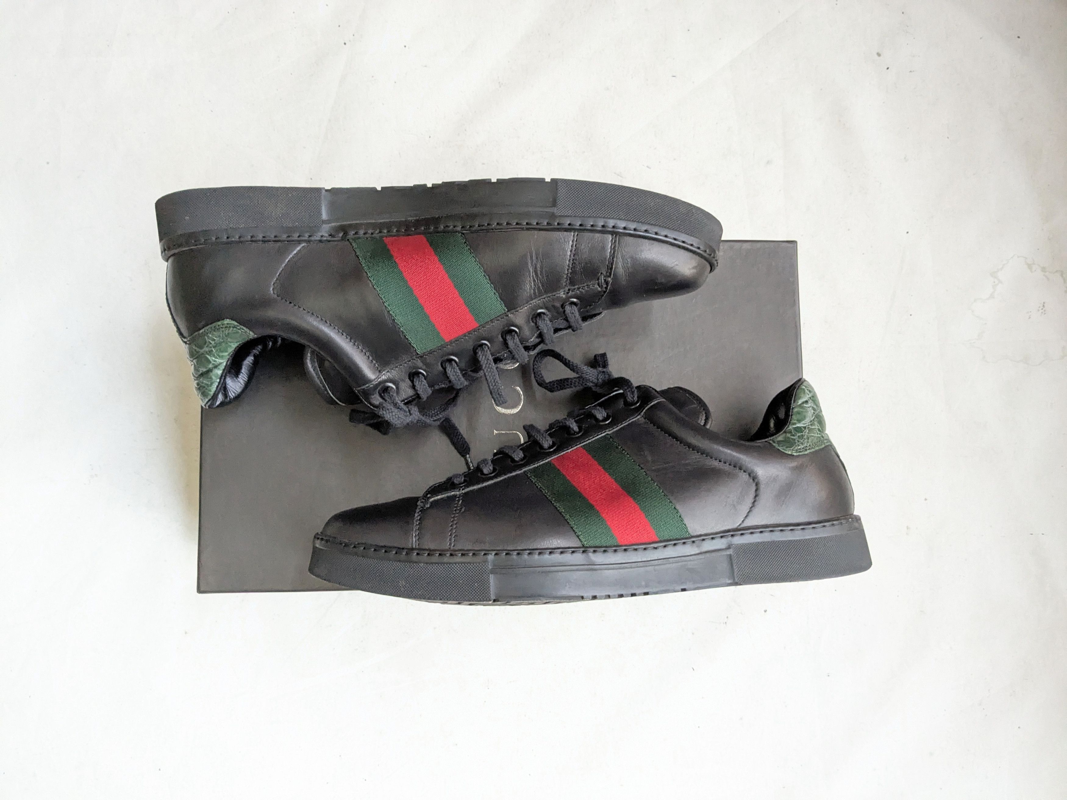 Gucci Gucci Ace Sneakers 9 Black Leather Low Tops Size US 9 / EU 42 - 1 Thumbnail