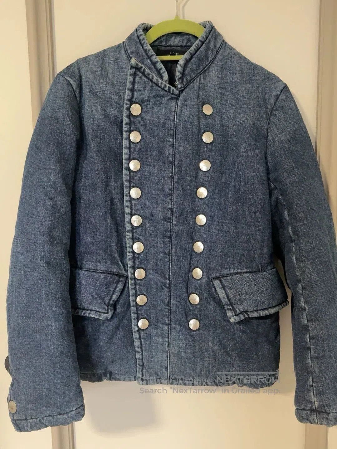 Comme des Garcons Double Silver Button Denim Coat .