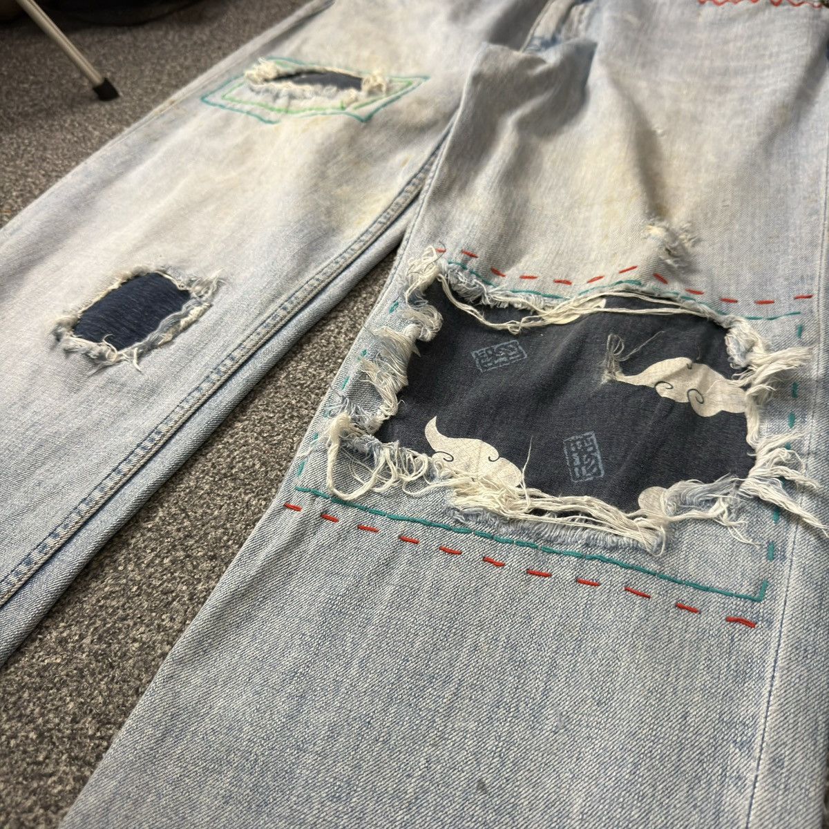 14th Addiction Vintage Destroyed Levis 502 Denim Sashiko Custom Grunge Jean Size US 36 / EU 52 - 5 Thumbnail