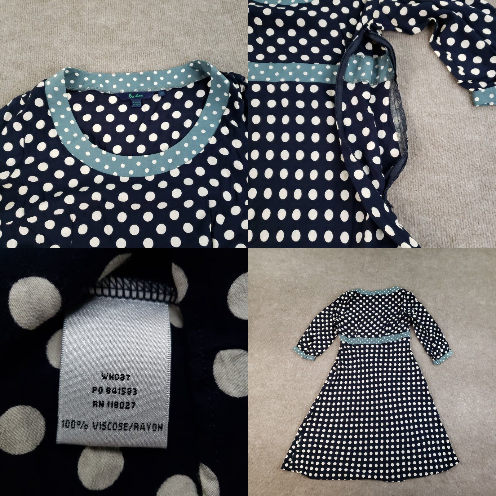 Boden Boden A-Line Dress Women Size 12 R Blue White Polka Dot 3/4 Sleeve Lightweight Casual Size XL / US 12-14 / IT 48-50 - 8 Thumbnail