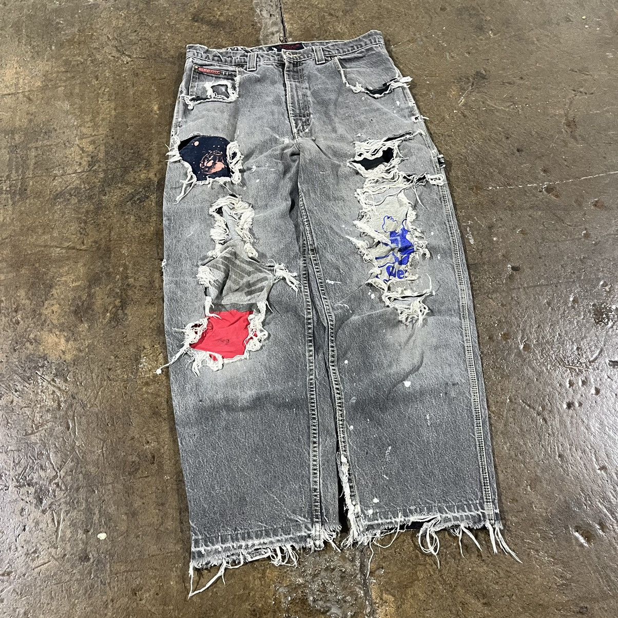 JNCO × Southpole × Vintage Crazy Vintage Y2K Thrashed Carpenter Jeans Skater Wide Leg Size US 34 / EU 50 - 3 Thumbnail