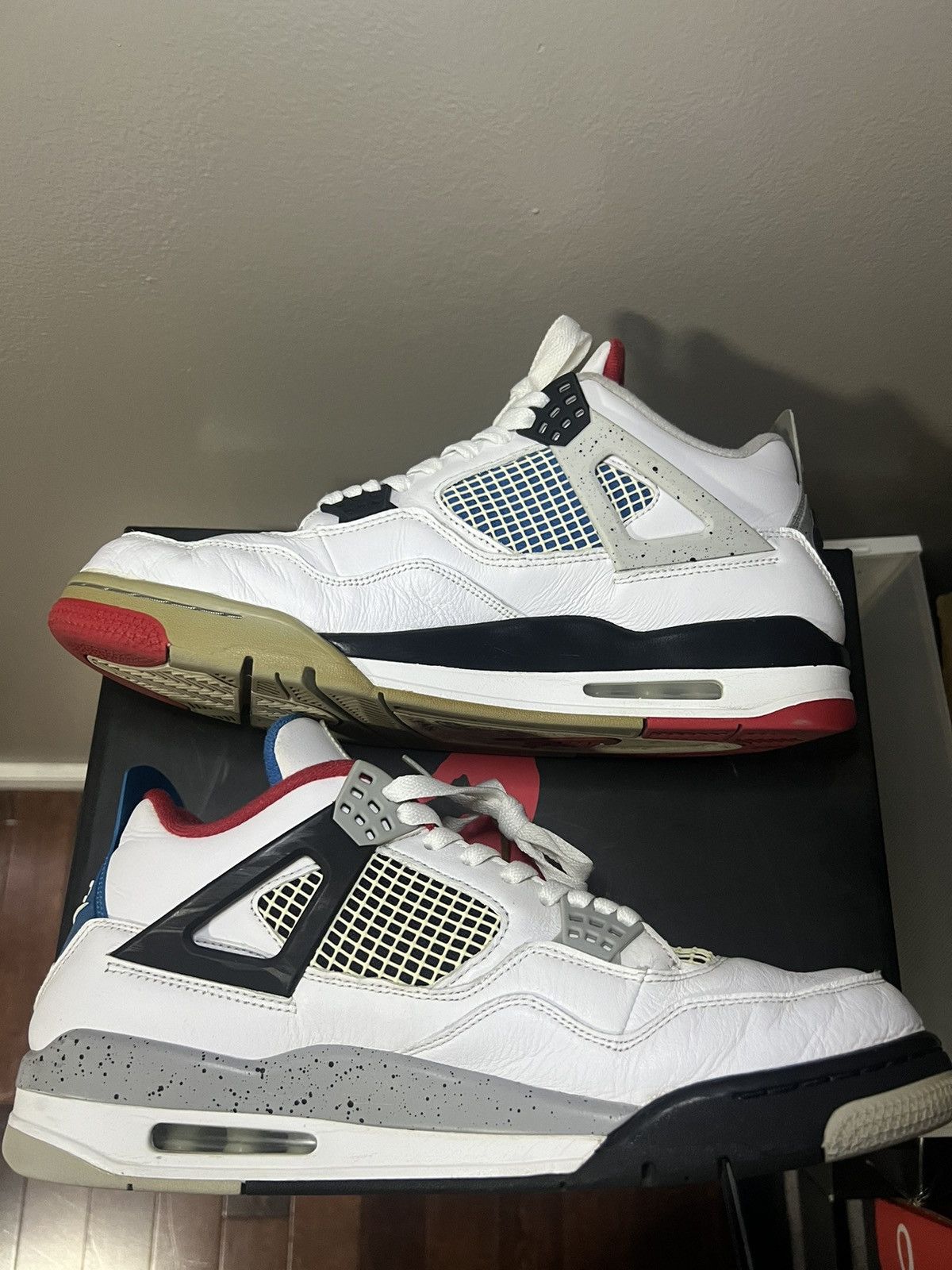 Jordan Brand Jordan 4 What The Fire Red Military Blue Retro White Size 12 Size US 12 / EU 45 - 4 Thumbnail