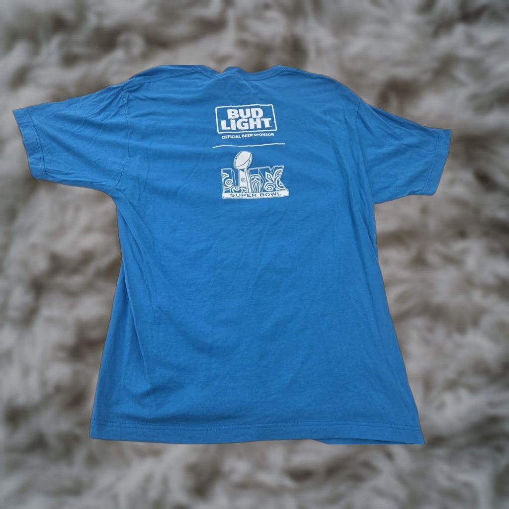 Tultex Super Bowl 2026 Bud Light Beer Sponsor T Shirt Mens XL Blue NFL Short Sleeve Tultex Crew Neck Solid Double-Sided Size US XL / EU 56 / 4 - 1 Thumbnail
