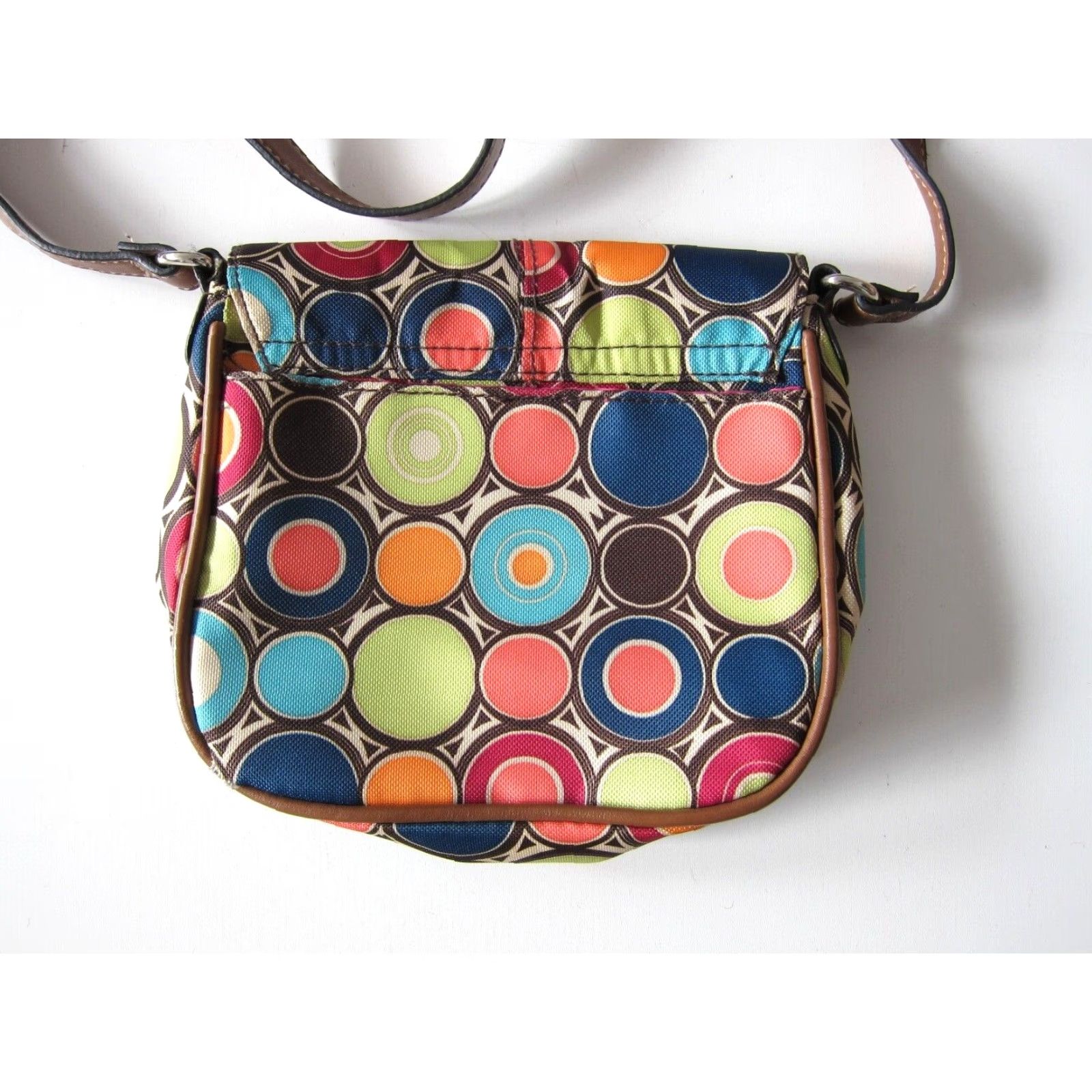 Vintage Lily Bloom Satchel Crossbody Unisex Adults Small Poly Satchel Purse Green Pink Green Blue Polka Dot Living 8" 7" 23" Strap Drop Womens/Mens Size ONE SIZE - 4 Thumbnail