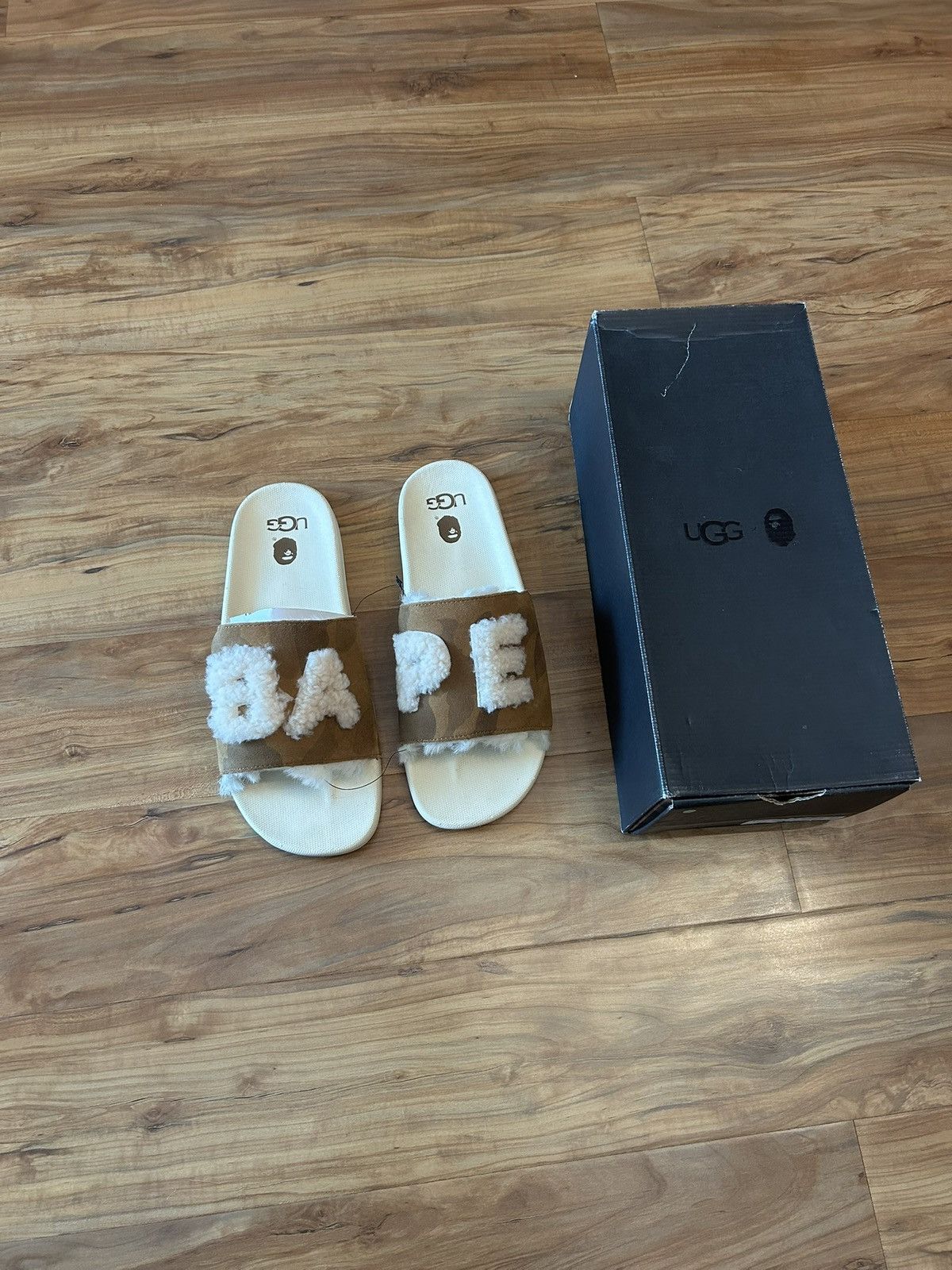 Bape × Ugg NEW RARE Bape x Uggs Fur Slides Size US 11 / EU 44 - 1 Thumbnail