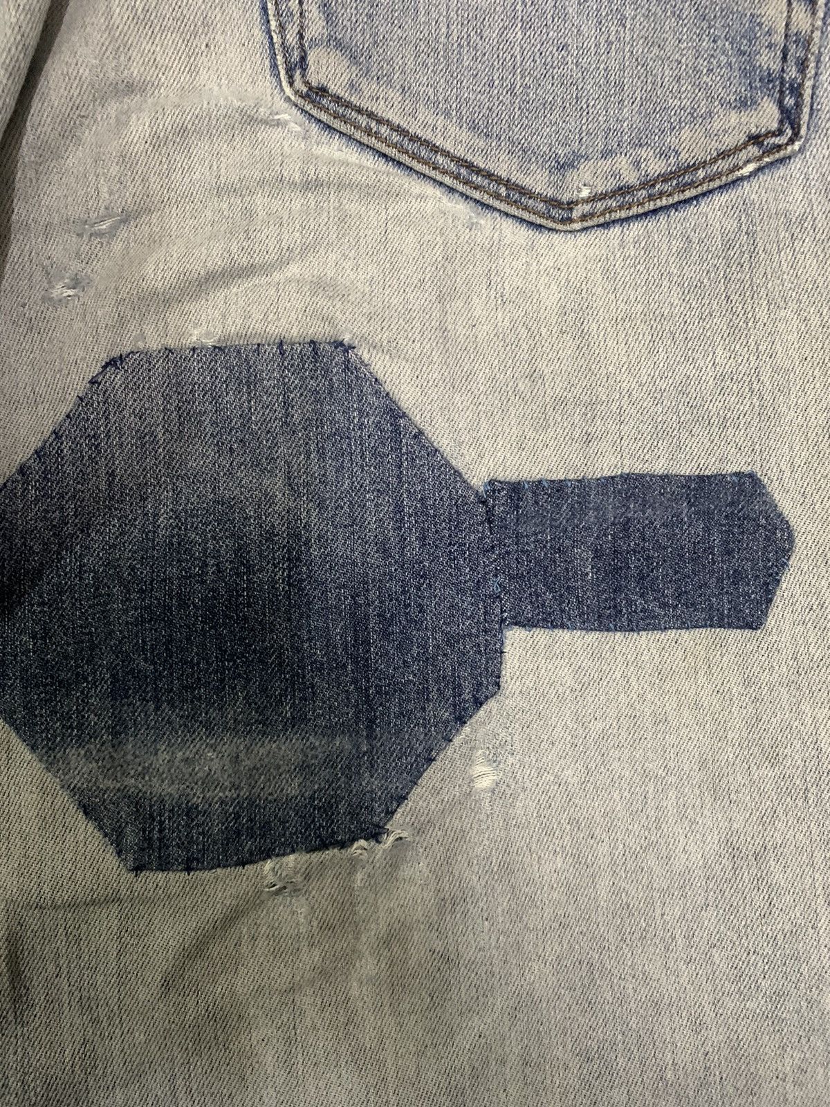 Undercover × Uniqlo Vintage Uniqlo Blue Wash Patchwork Distressed Jeans (Rework) Size US 33 - 14 Thumbnail