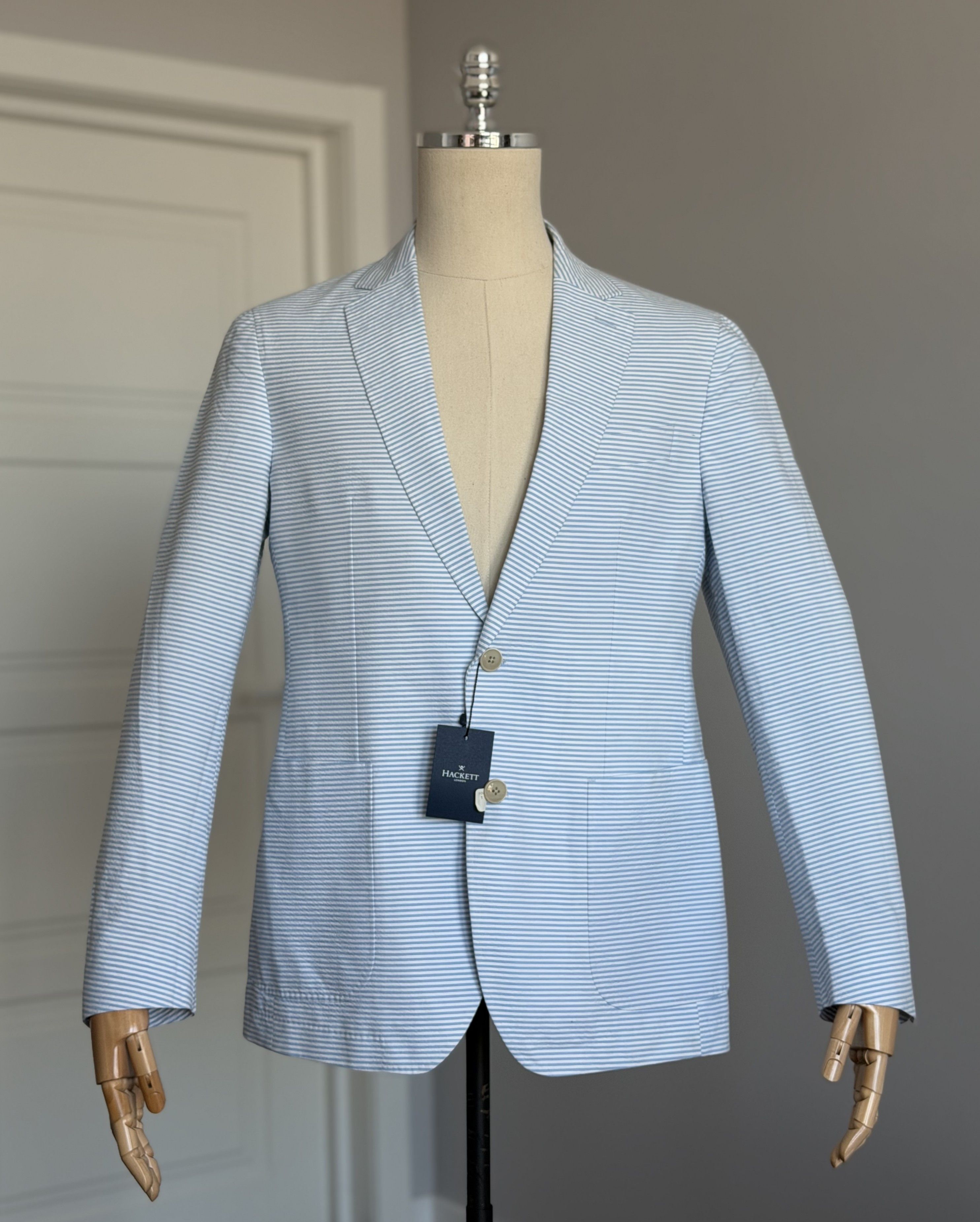Hackett HACKETT London Horizontal Seersucker Men's Blazer Jacket Size 50R - 1 Thumbnail