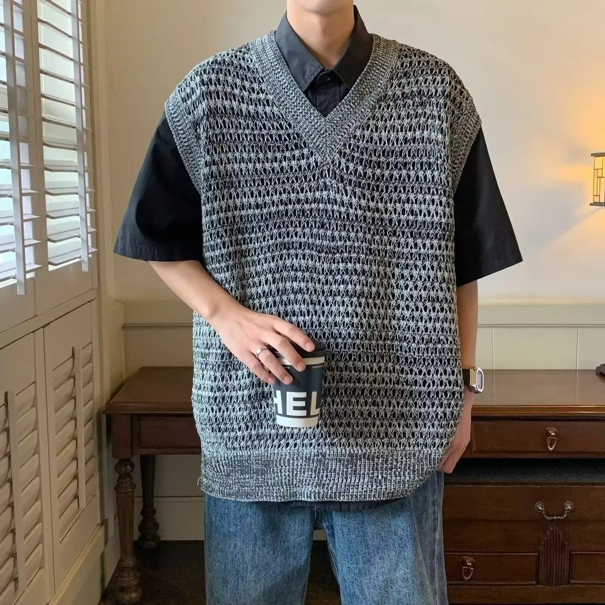 Other × Vintage Knitted Casual Gradient V-neck Loose Sleeveless Sweater Size US S / EU 44-46 / 1 - 1 Thumbnail