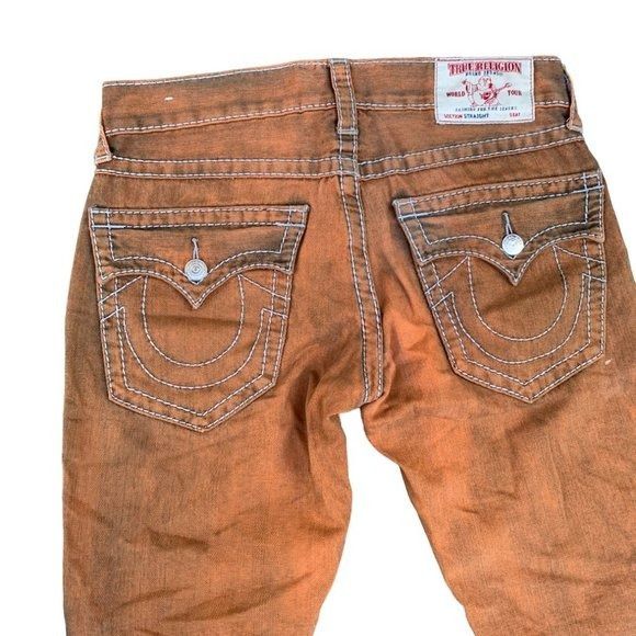 True Religion Rare True Religion Jeans Size 30 STRAIGHT Orange Stitch Size US 30 / EU 46 - 3 Thumbnail