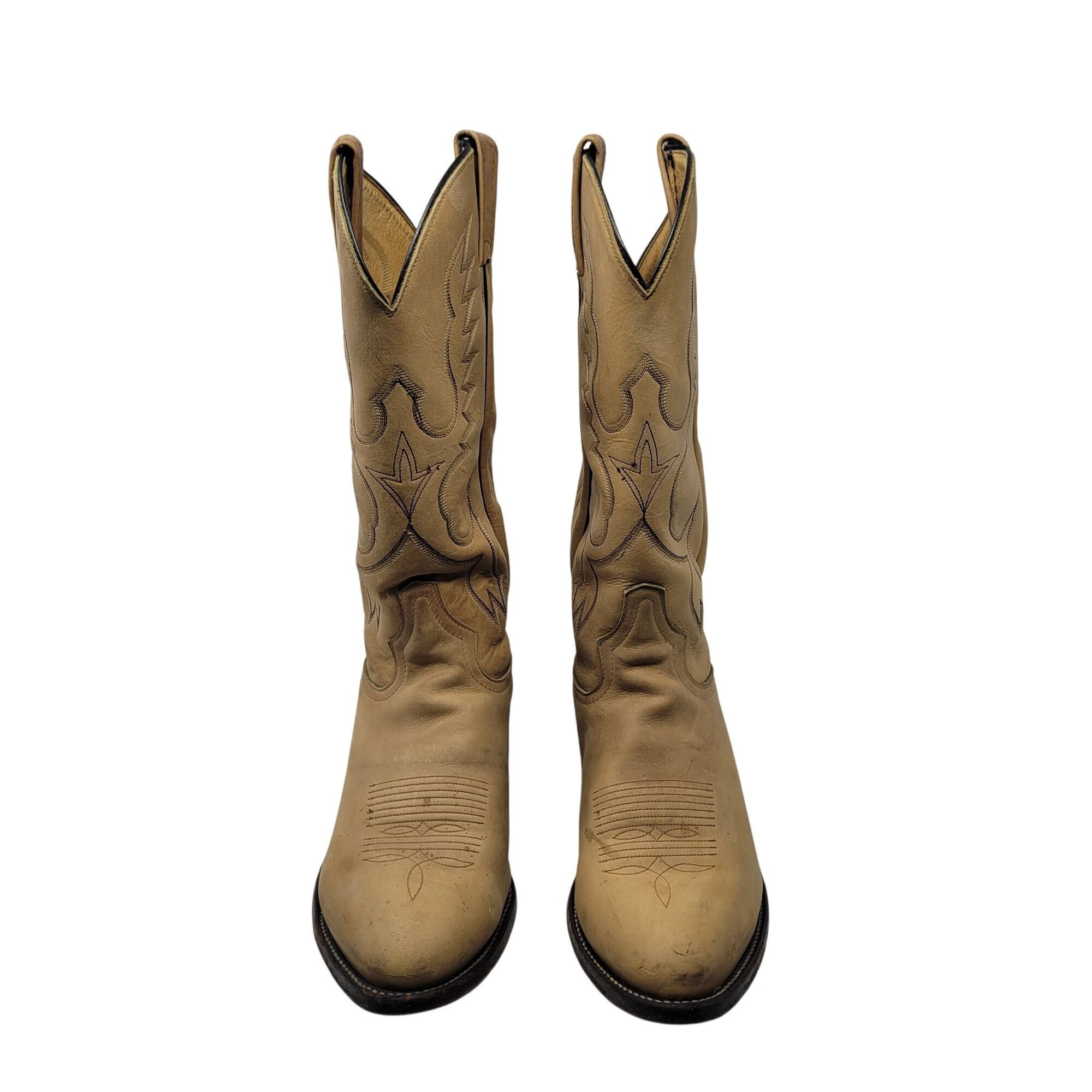 Tony Lama VTG Mens Tony Lama Tan Leather Western Cowboy Boots Sz 9.5 E Size US 9.5 / EU 42-43 - 2 Thumbnail