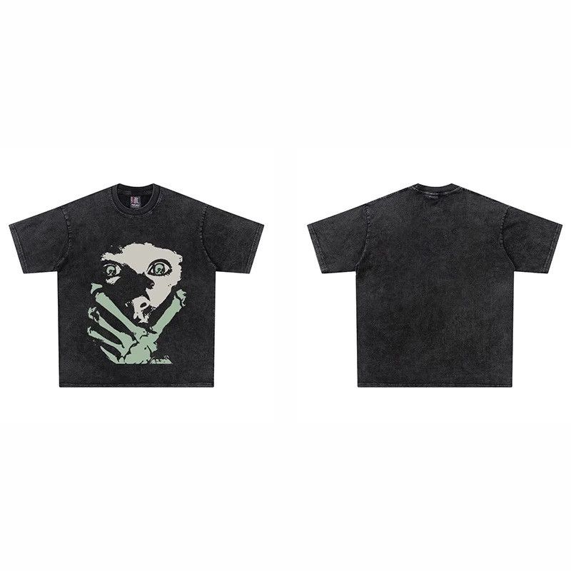 Japanese Brand × Vintage Streetwear Washed Black Human Face T Shirt y2k Size US M / EU 48-50 / 2 - 3 Thumbnail
