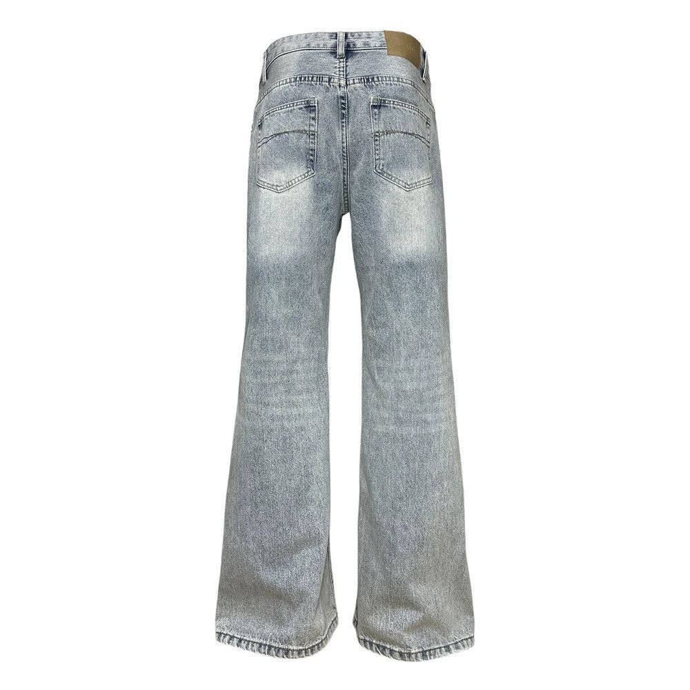 Jean Retro men's cleanfit distressed washed loose flared jeans Size US 32 / EU 48 - 2 Thumbnail