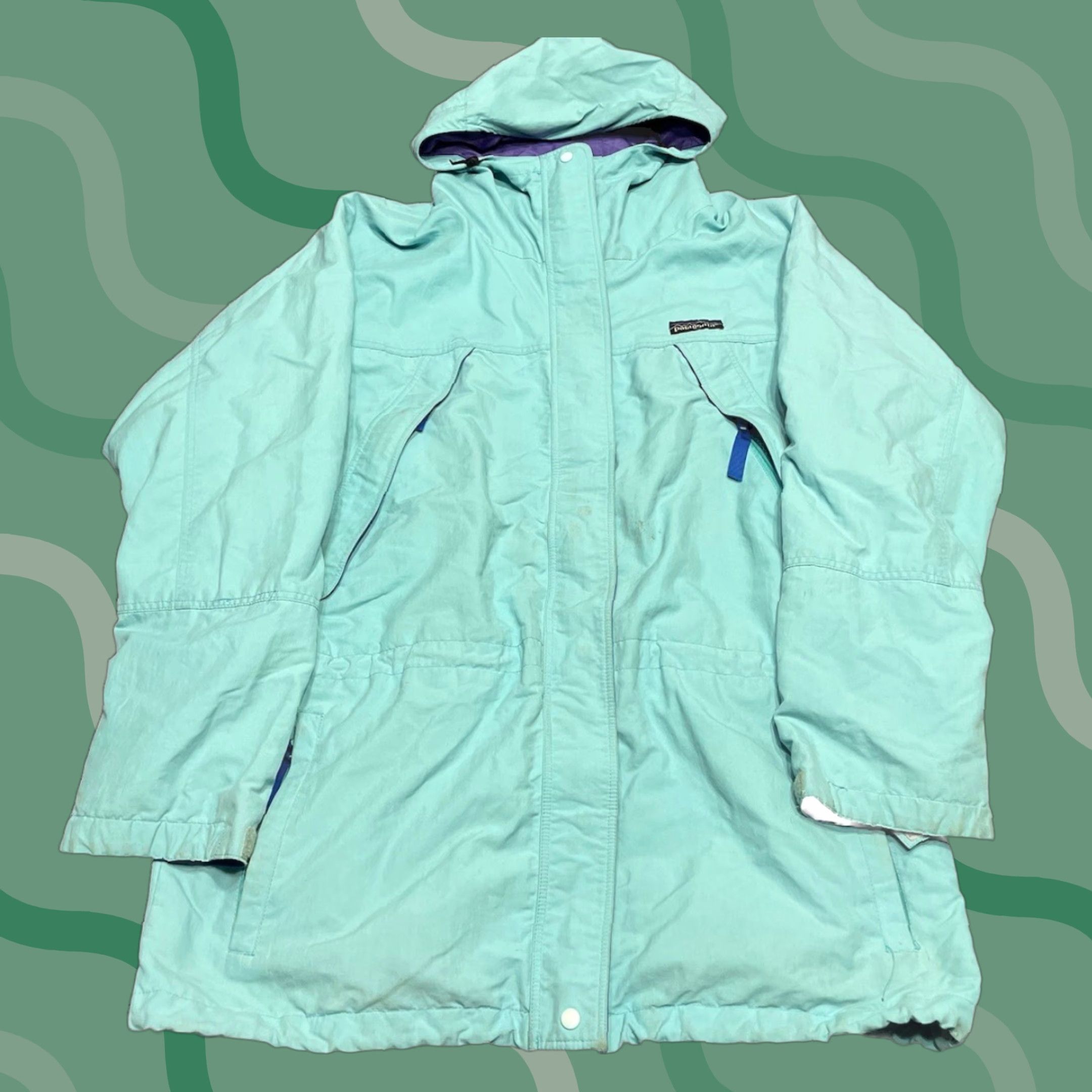 Patagonia VINTAGE Patagonia Women's Jacket Hooded Nylon 90s Blue XS? 10? Size L / US 10 / IT 46 - 1 Thumbnail