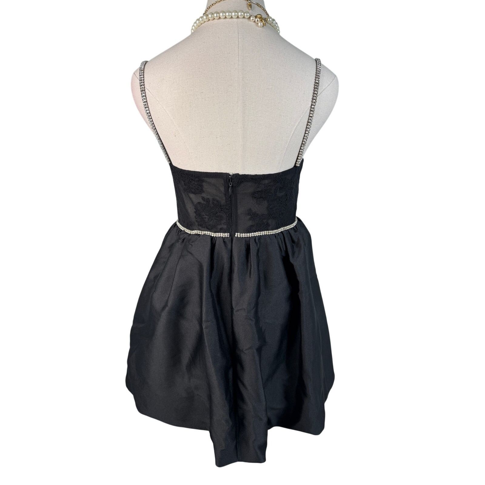 Self-Portrait Self Portrait Black Taffeta Diamante Mini Dress sz US4 UK8 Size S / US 4 / IT 40 - 10 Thumbnail