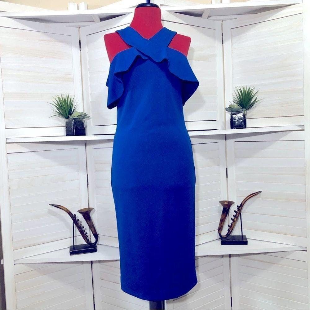 Other Rachel Roy royal blue ruffled bodycon cocktail party dress 4 Size S / US 4 / IT 40 - 2 Thumbnail