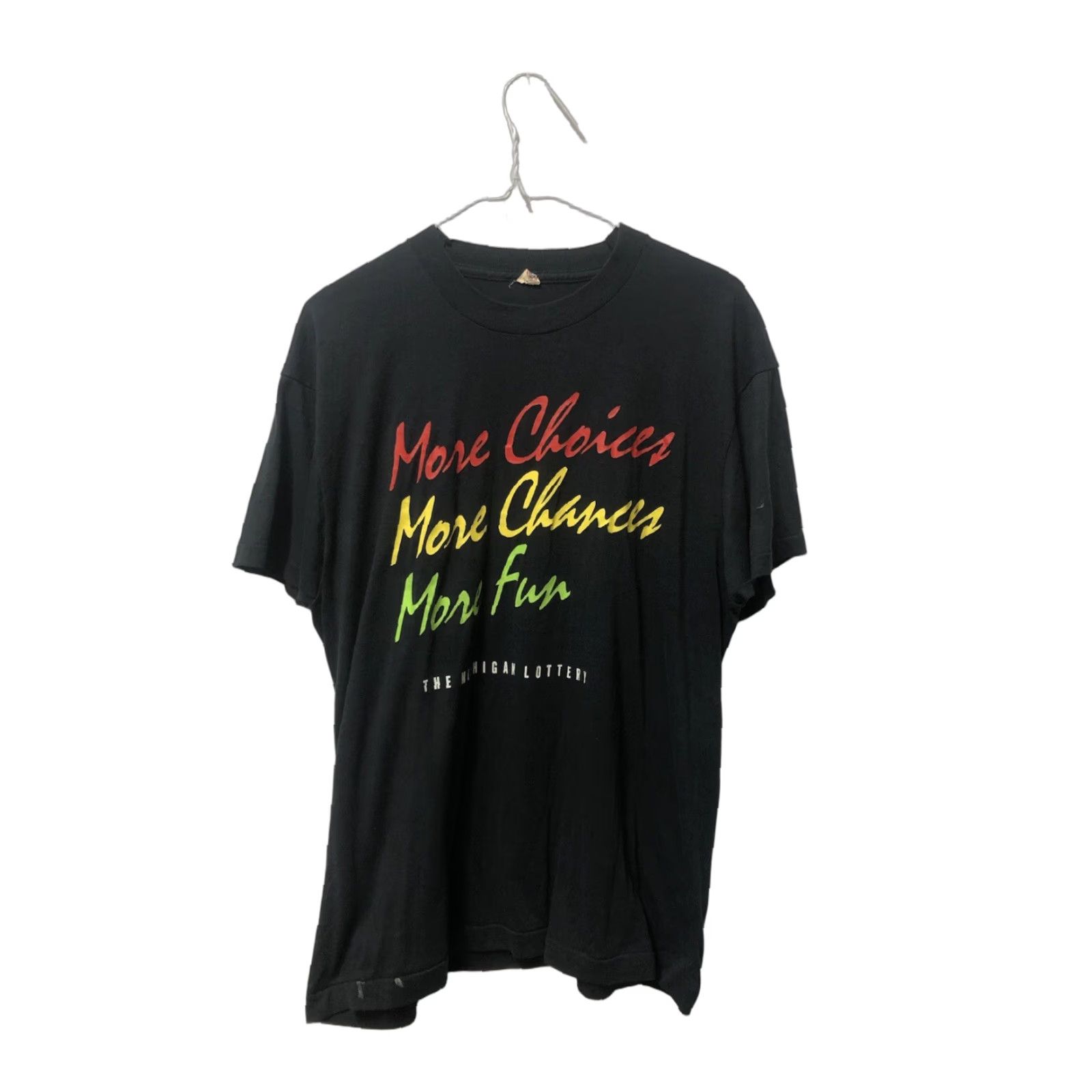 Vintage VINTAGE 80s Michigan Lottery T Shirt More Choices More Fun Screen Stars Black XL Men's T-Shirt Size US XL / EU 56 / 4 - 1 Thumbnail