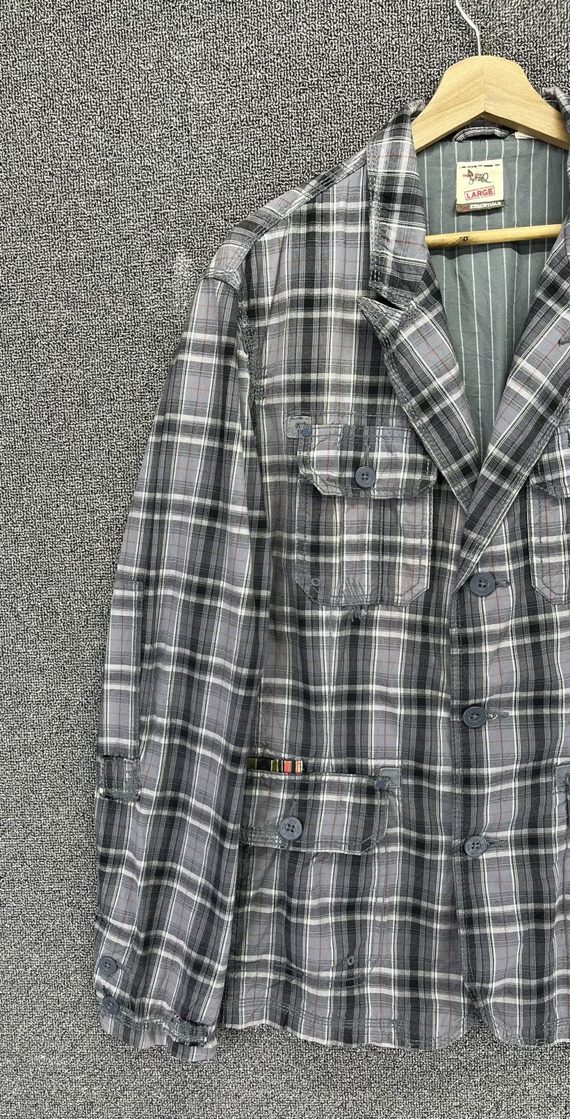 Japanese Brand Vintage Triple Five Soul Essentials Shadow Plaid Rare Jacket Size L / US 10 / IT 46 - 3 Thumbnail