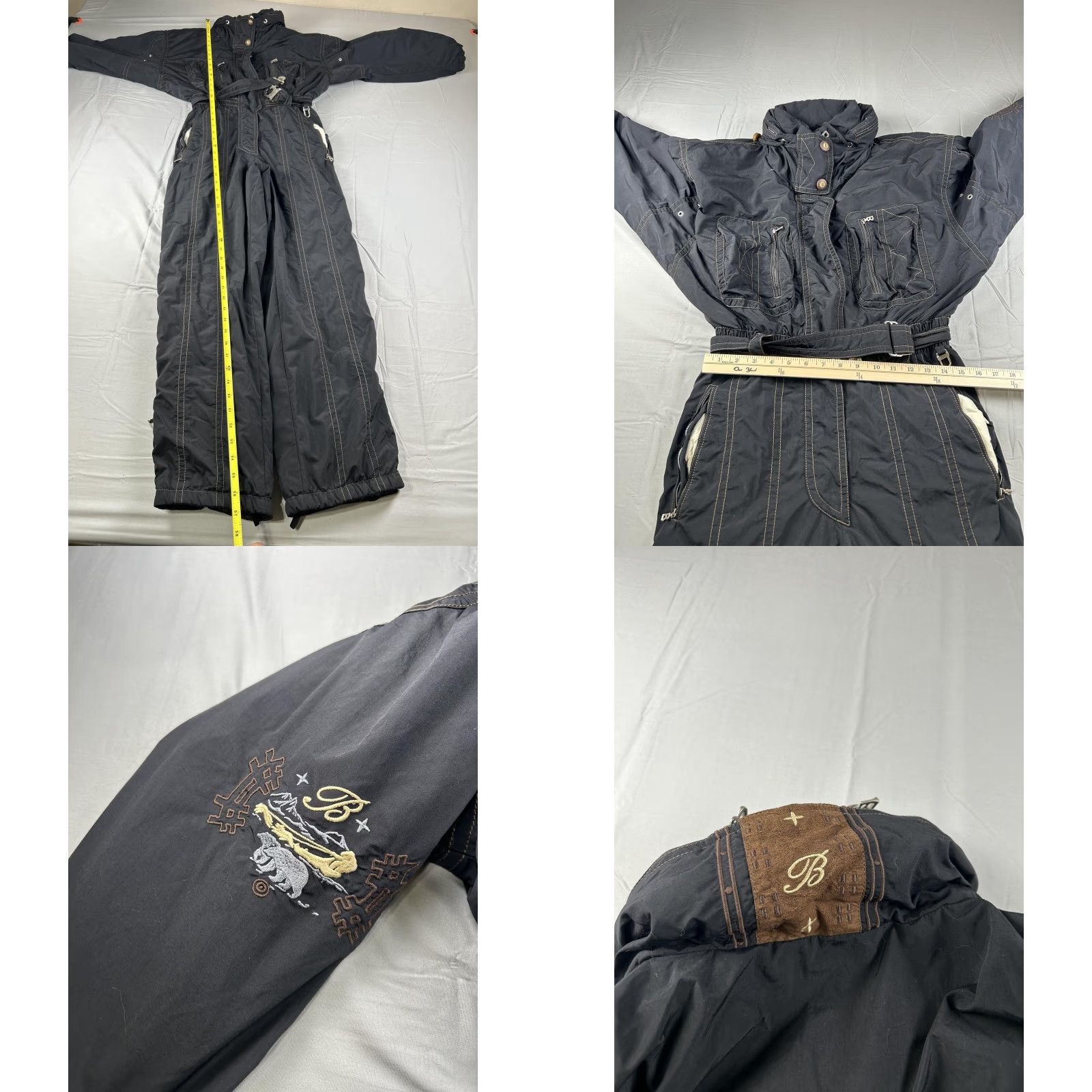 Bogner Bogner Ski One-Piece Jumpsuit Womens Size 10 Large Belted Black Vintage USA 31 in Inseam Size 32" / US 10 / IT 46 - 9 Thumbnail