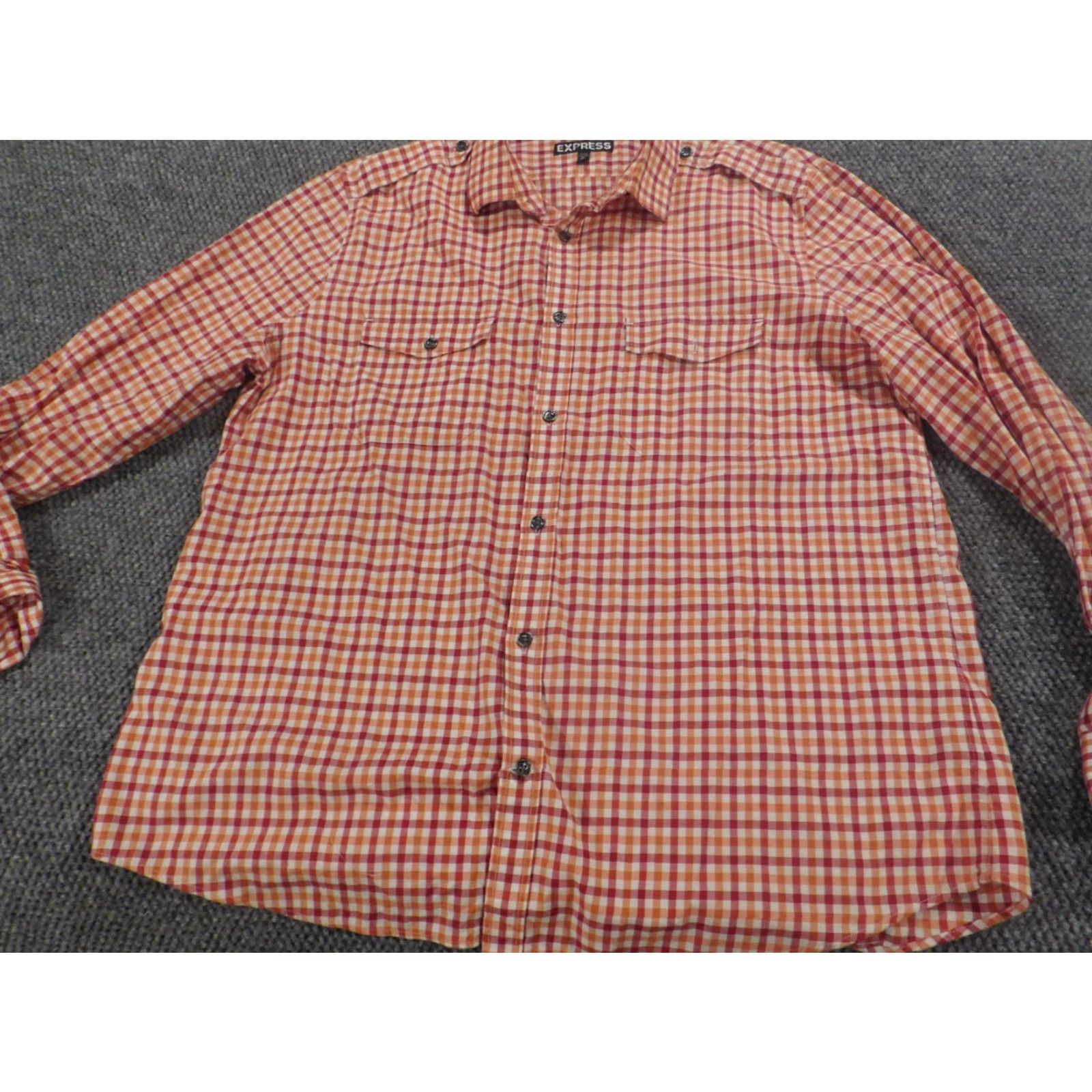 Express Express Mens Shirt XL red plaid button up charted knit cotton long sleeve button-down collar Mens Womens? Size US XL / EU 56 / 4 - 2 Thumbnail