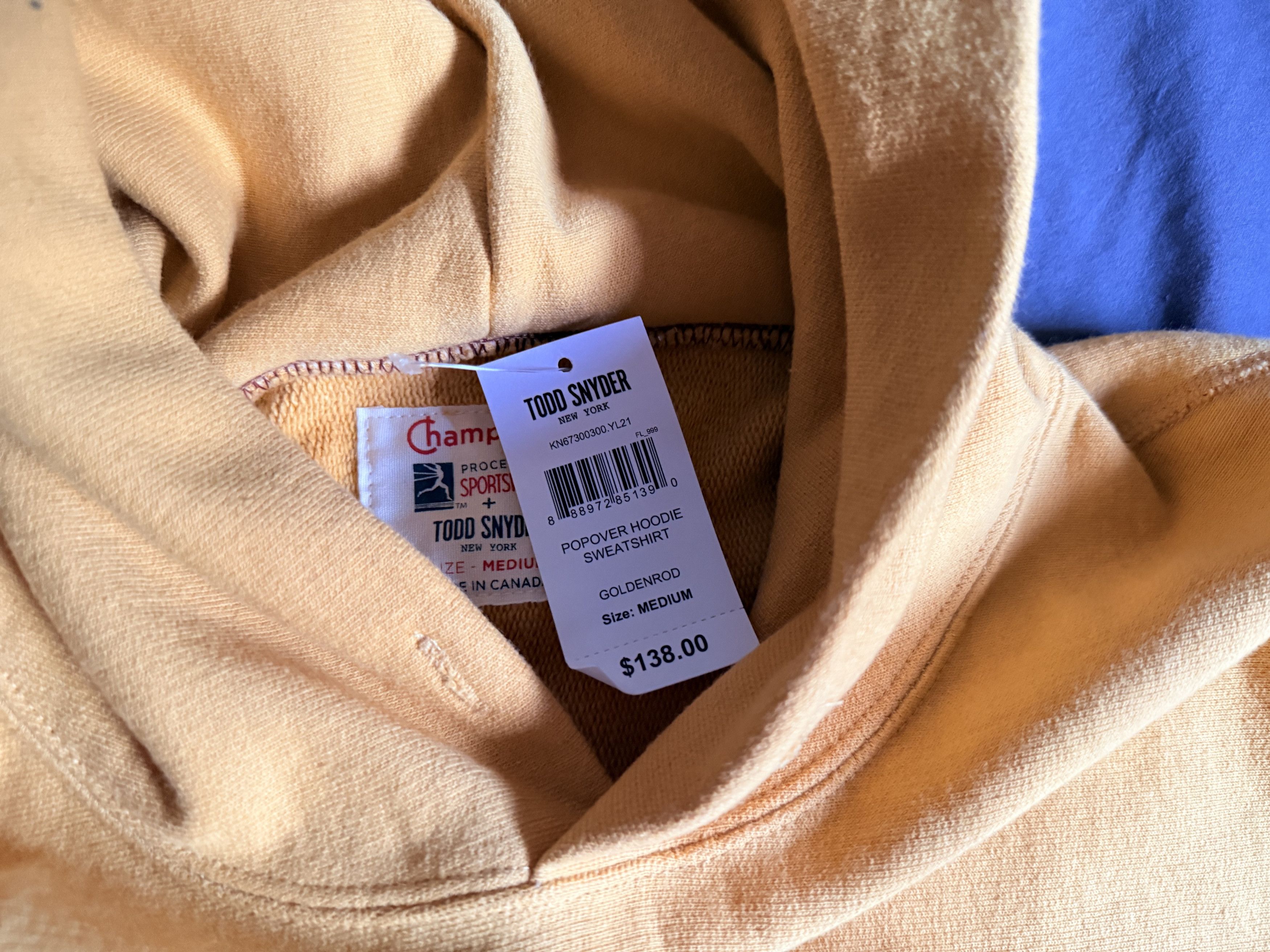 Todd Snyder TODD SNYDER x CHAMPION POPOVER HOODIE in GOLDENROD $138 Size US M / EU 48-50 / 2 - 2 Thumbnail