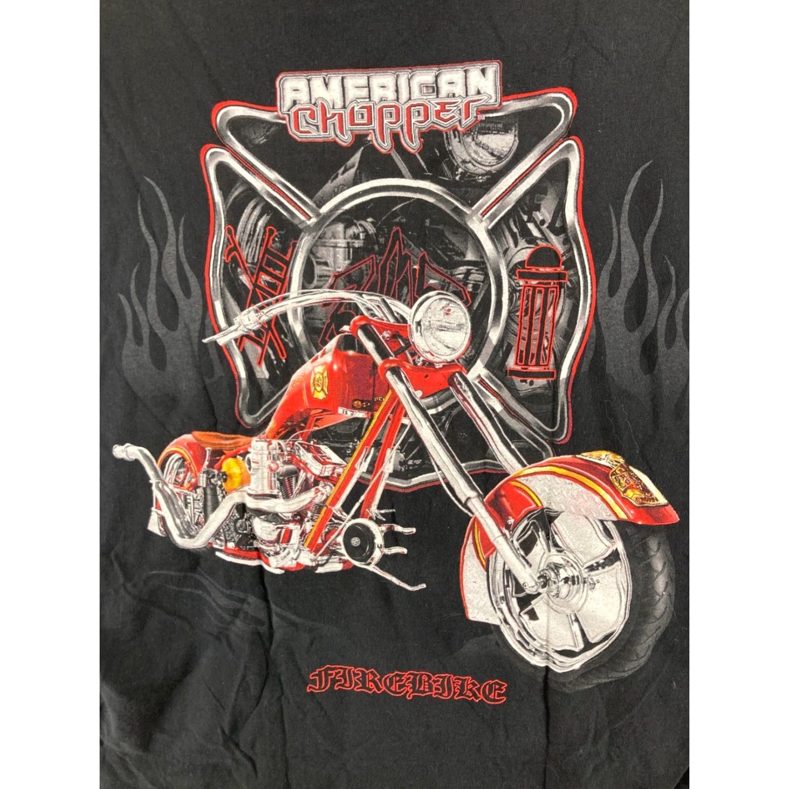 Vintage VINTAGE American Chopper Shirt Mens XL Black Cotton Crew Neck Short Sleeve T-Shirt 2000s Firefighters Logo Decals Mens Size US XL / EU 56 / 4 - 2 Thumbnail