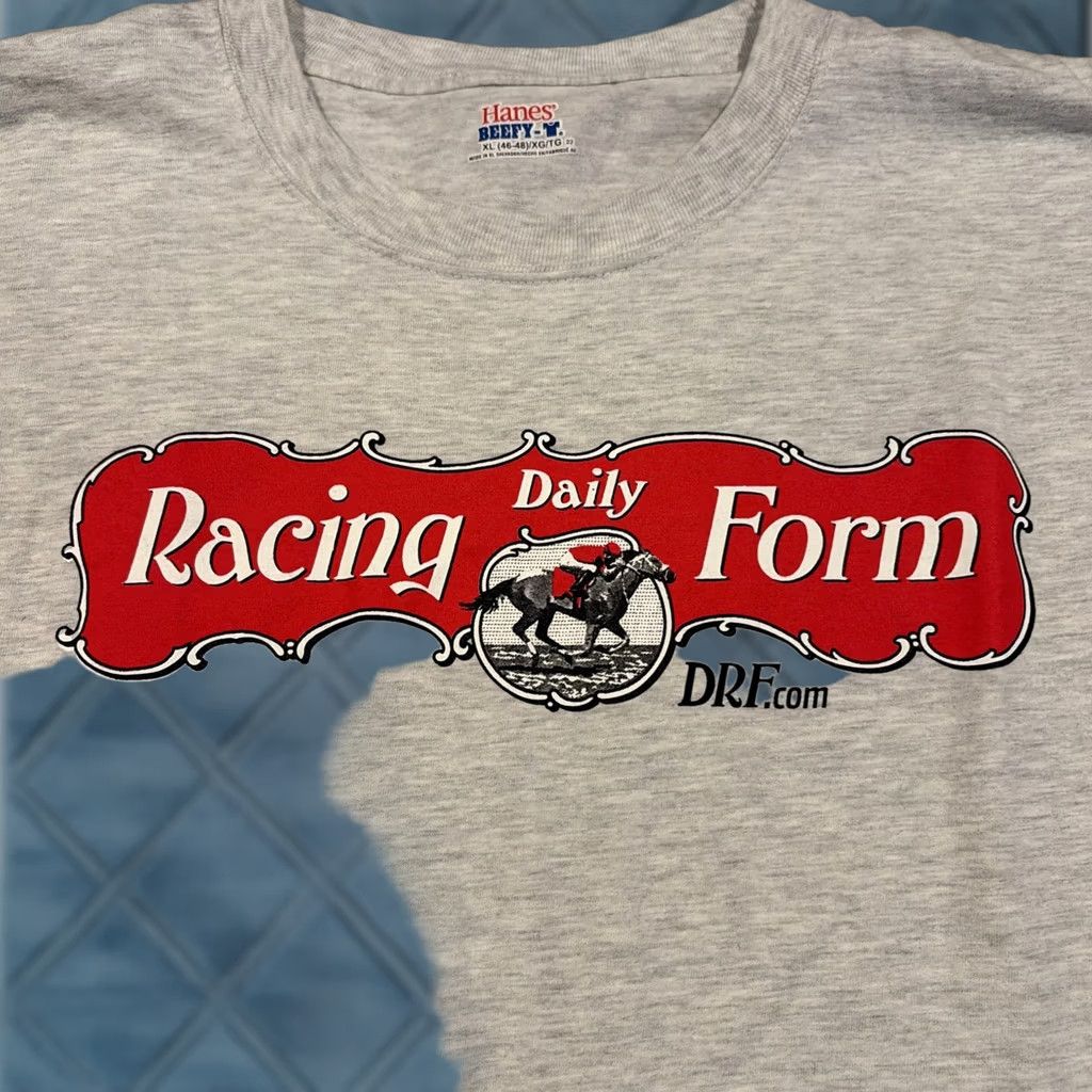 Hanes VINTAGE Hanes T Shirt DRF DAILY RACING FORM Men's XL Gray Crew Neck Mens Size US XL / EU 56 / 4 - 1 Thumbnail