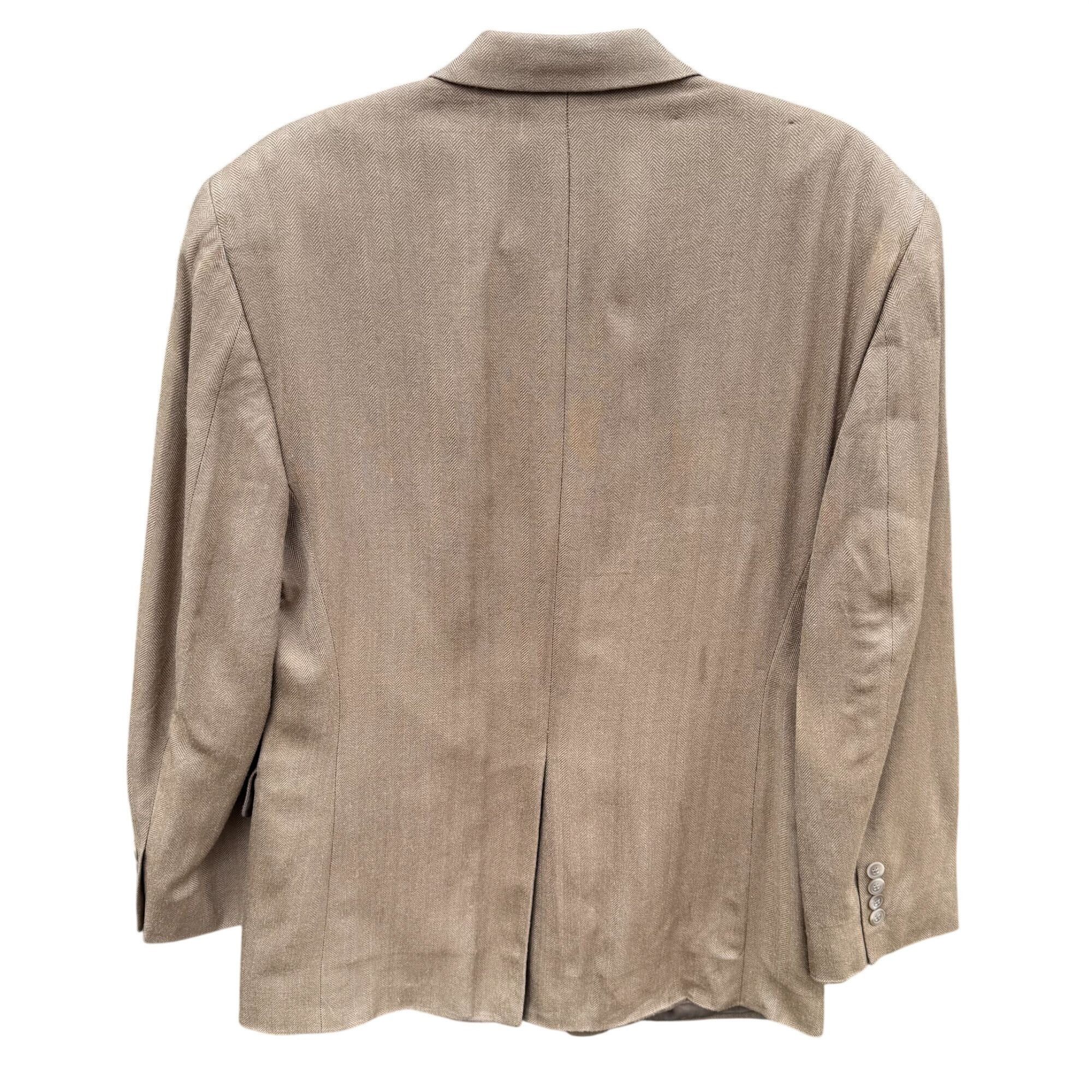 Chaps Chaps Ralph Lauren Vintage Mens Tan Herringbone Blazer Silk Size 42R - 4 Thumbnail
